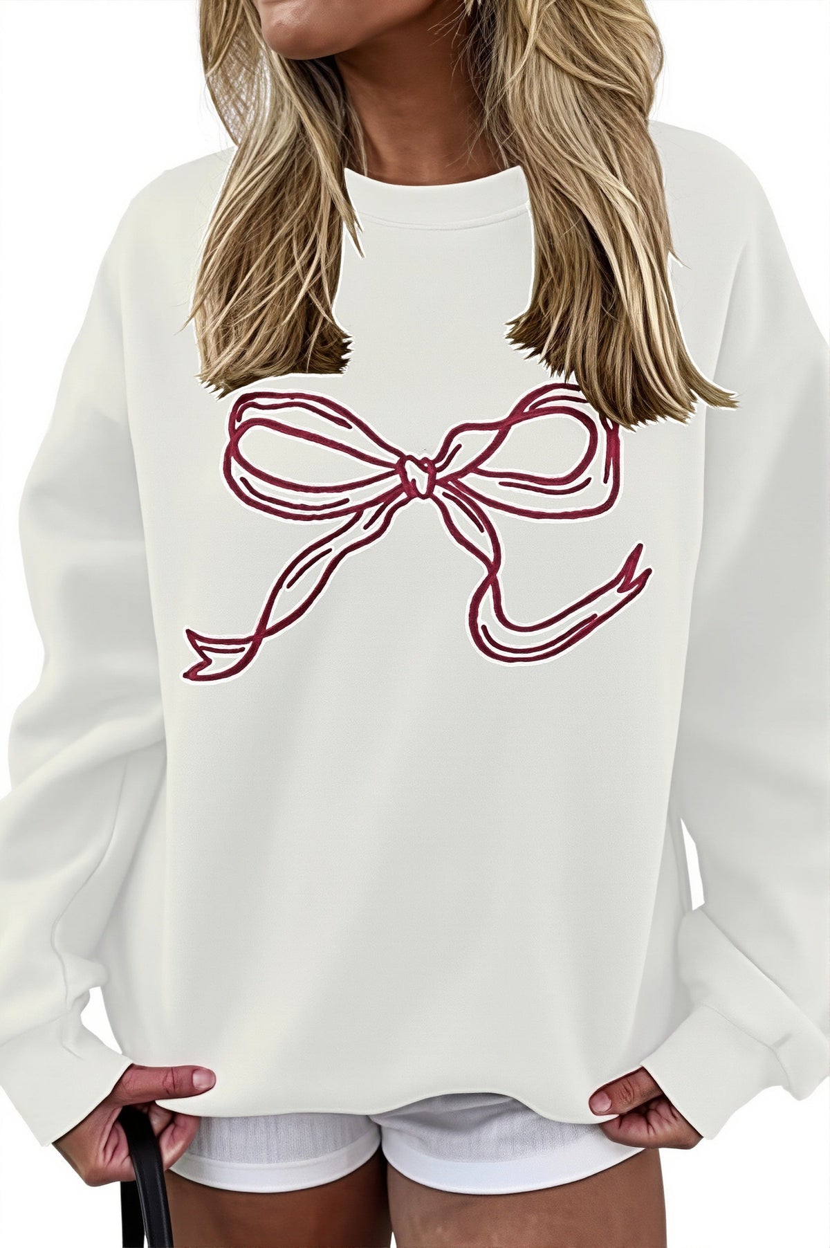 Bow Graphic Crew Neck Sweatshirt
