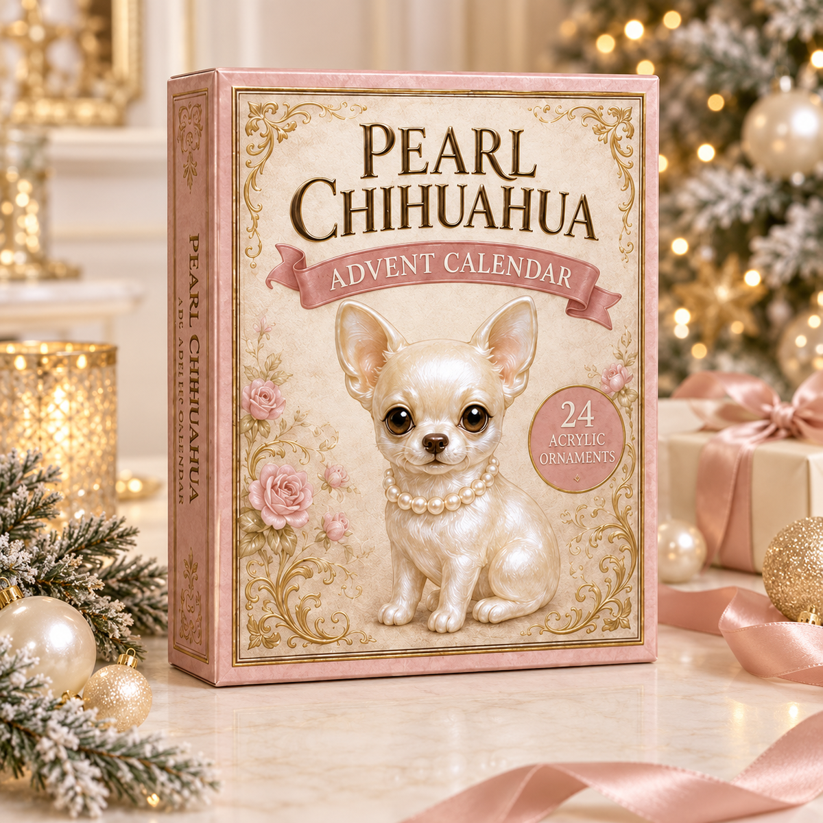 Pearl Chihuahua Dog Advent Calendar 2026 - 24-Day Festive Countdown, Acrylic Charms Blind Box - Gift For Dog Lovers