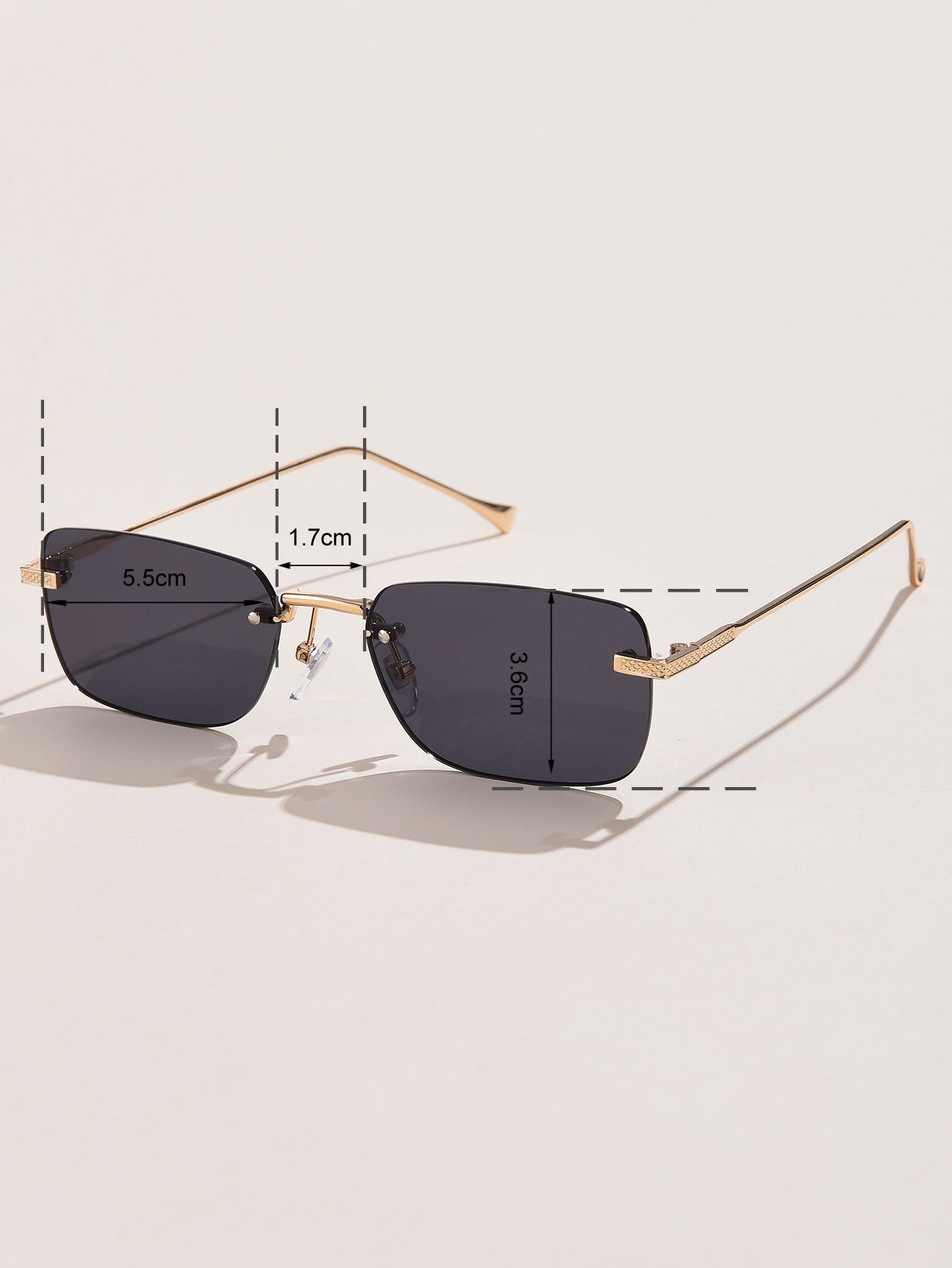 Frameless Retro Square Metal Glasses with Rivet Detail