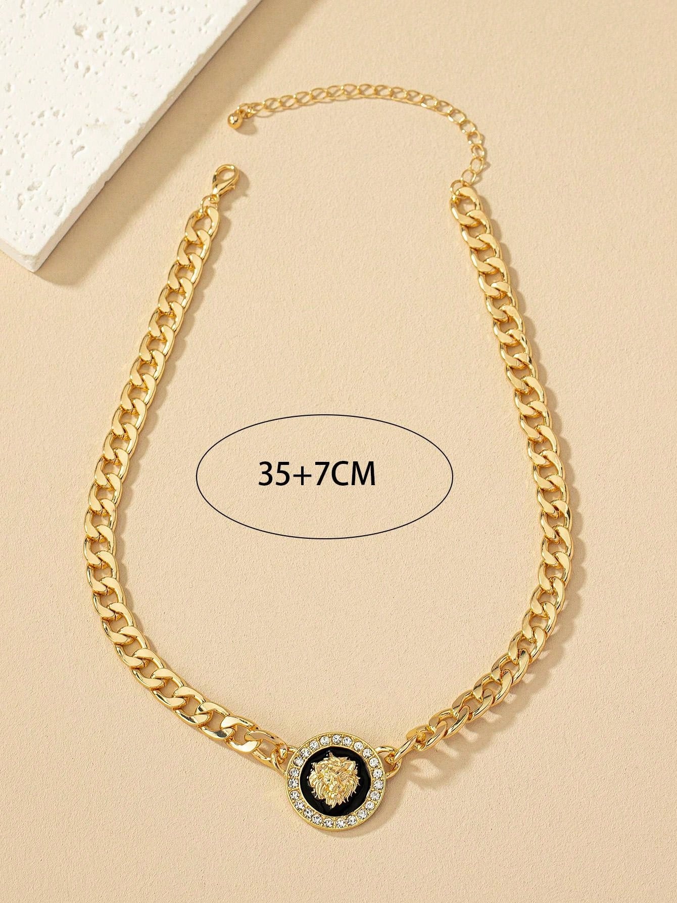 Shiny Lion Head Pendant Necklace for Women