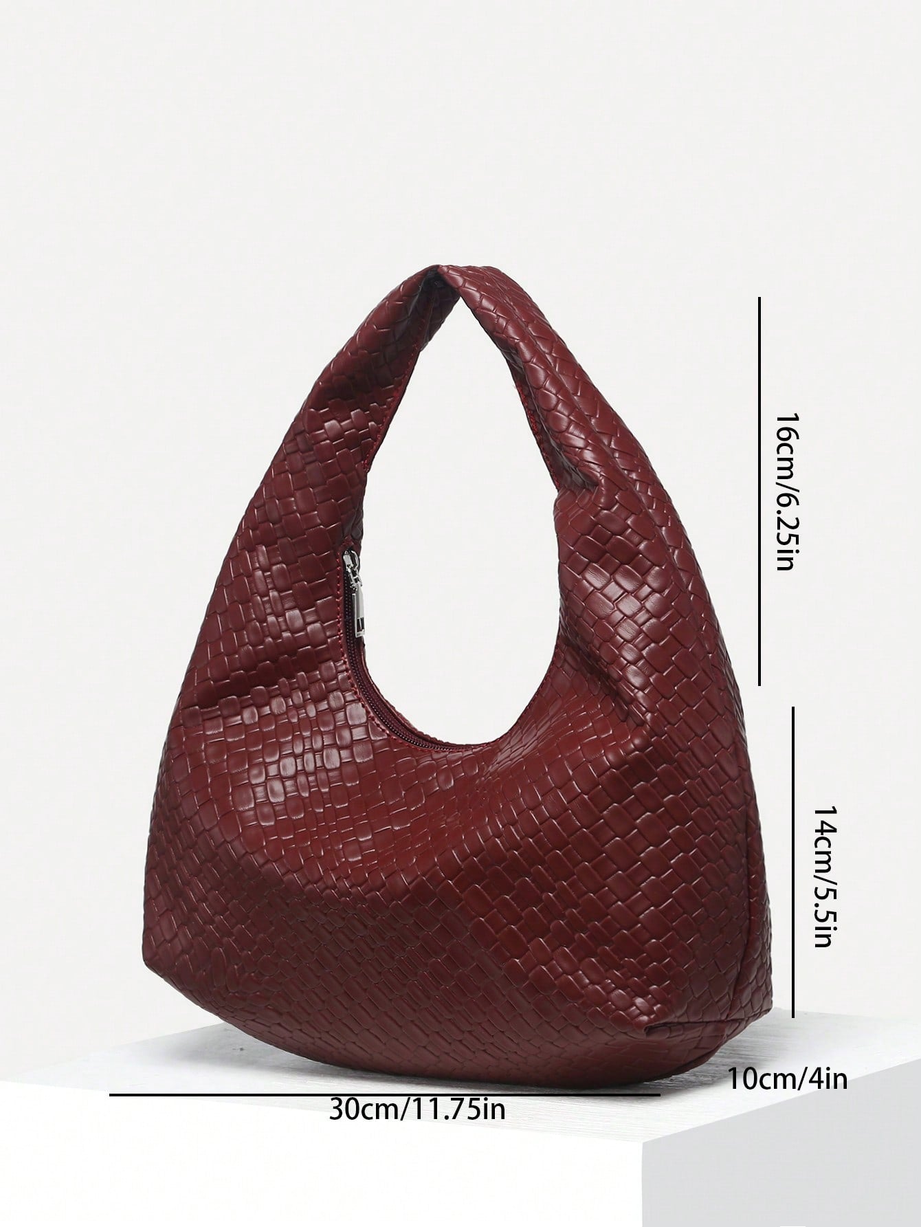 Vintage Crochet Knit Faux Leather Shell Underarm Bag