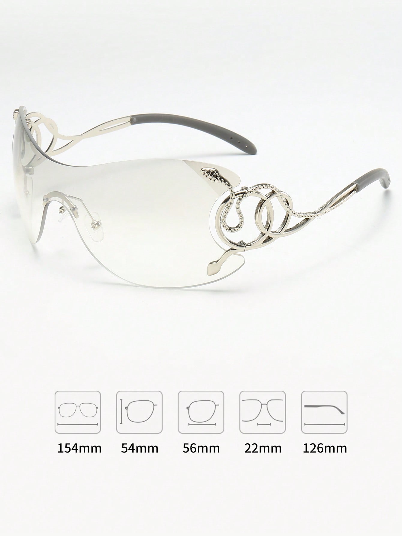 Women’s Y2K Fashion Glasses with Silver Snake Detail