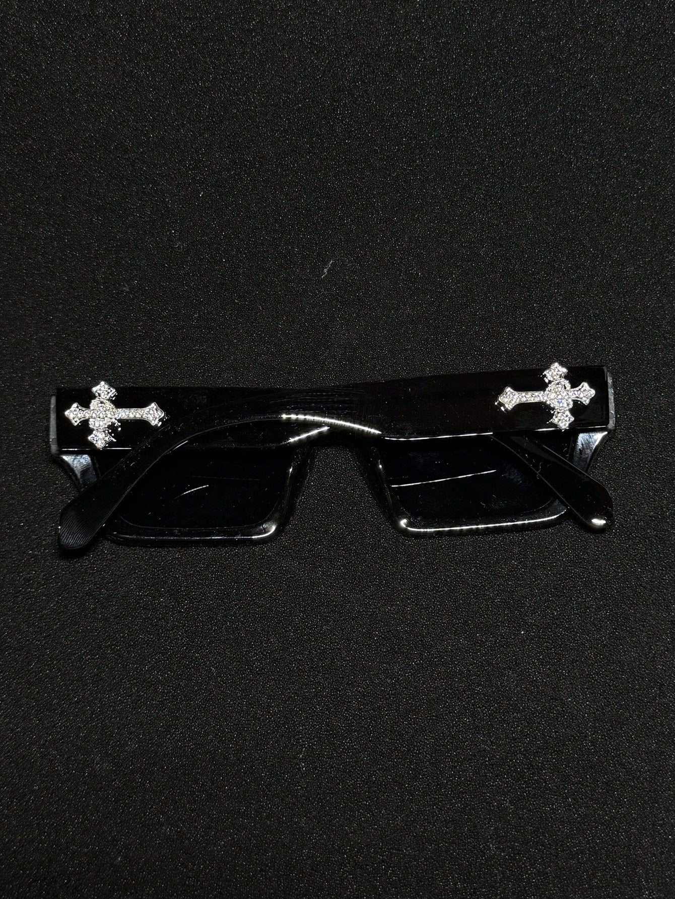 Rhinestone Cross Flat Top Retro Sport Fashion Glasses