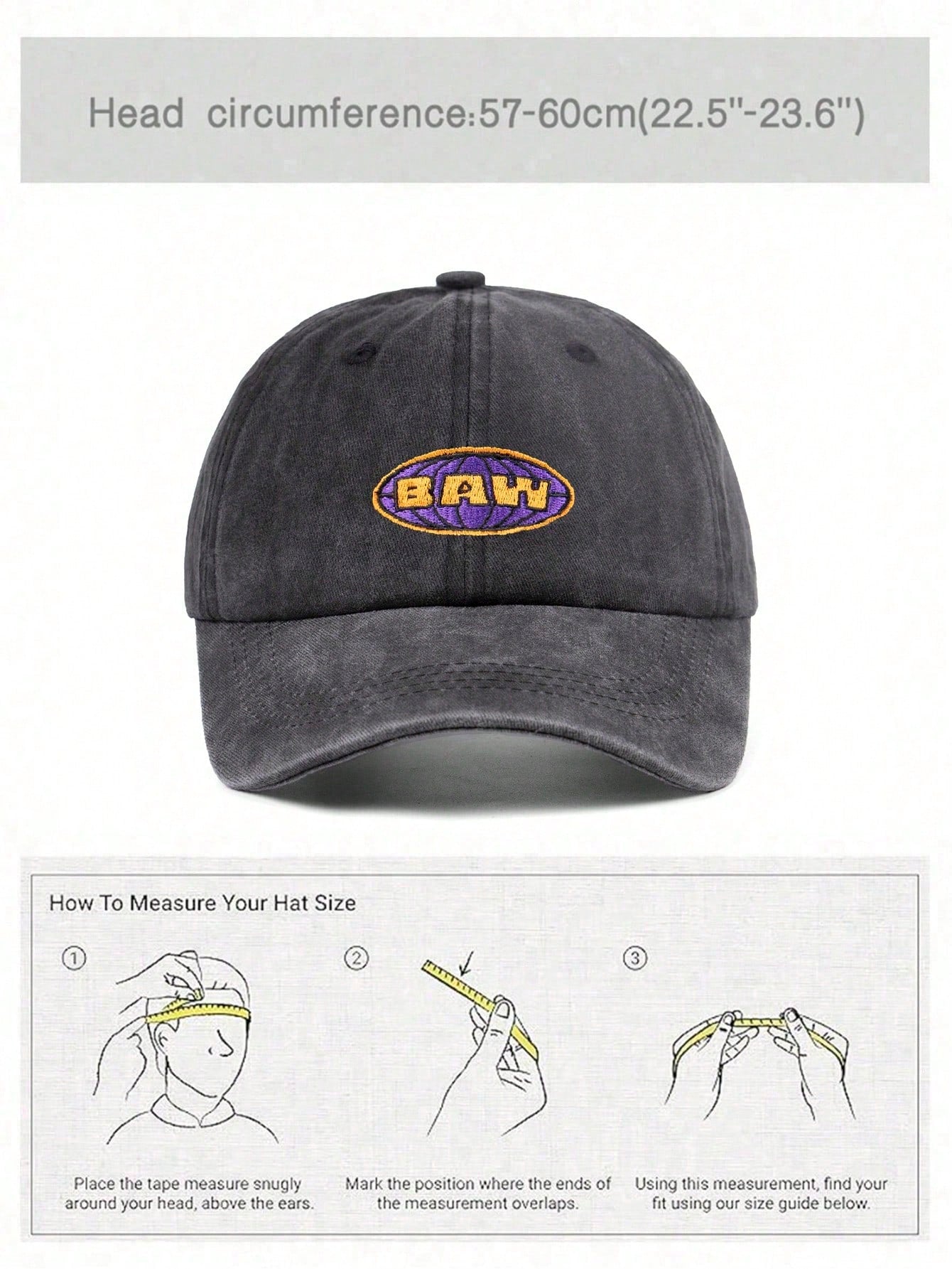 Unisex BAWW Embroidered Vintage Washed Baseball Cap