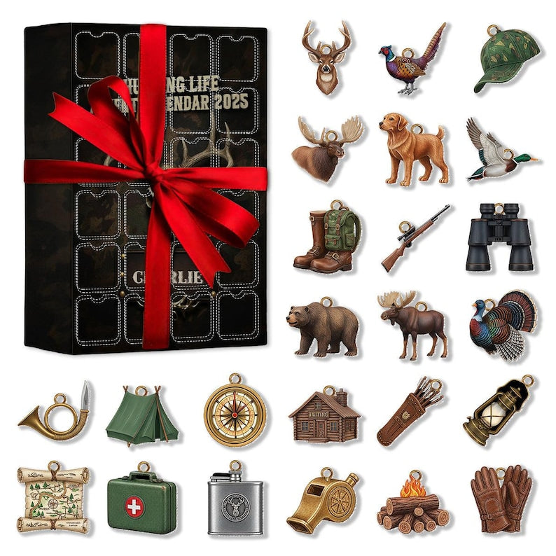 Personalized Hunting Life Advent Calendar Hunting Lover Gift Acrylic Blind Box Countdown Calendar With Ornaments Christmas Gift Ideas
