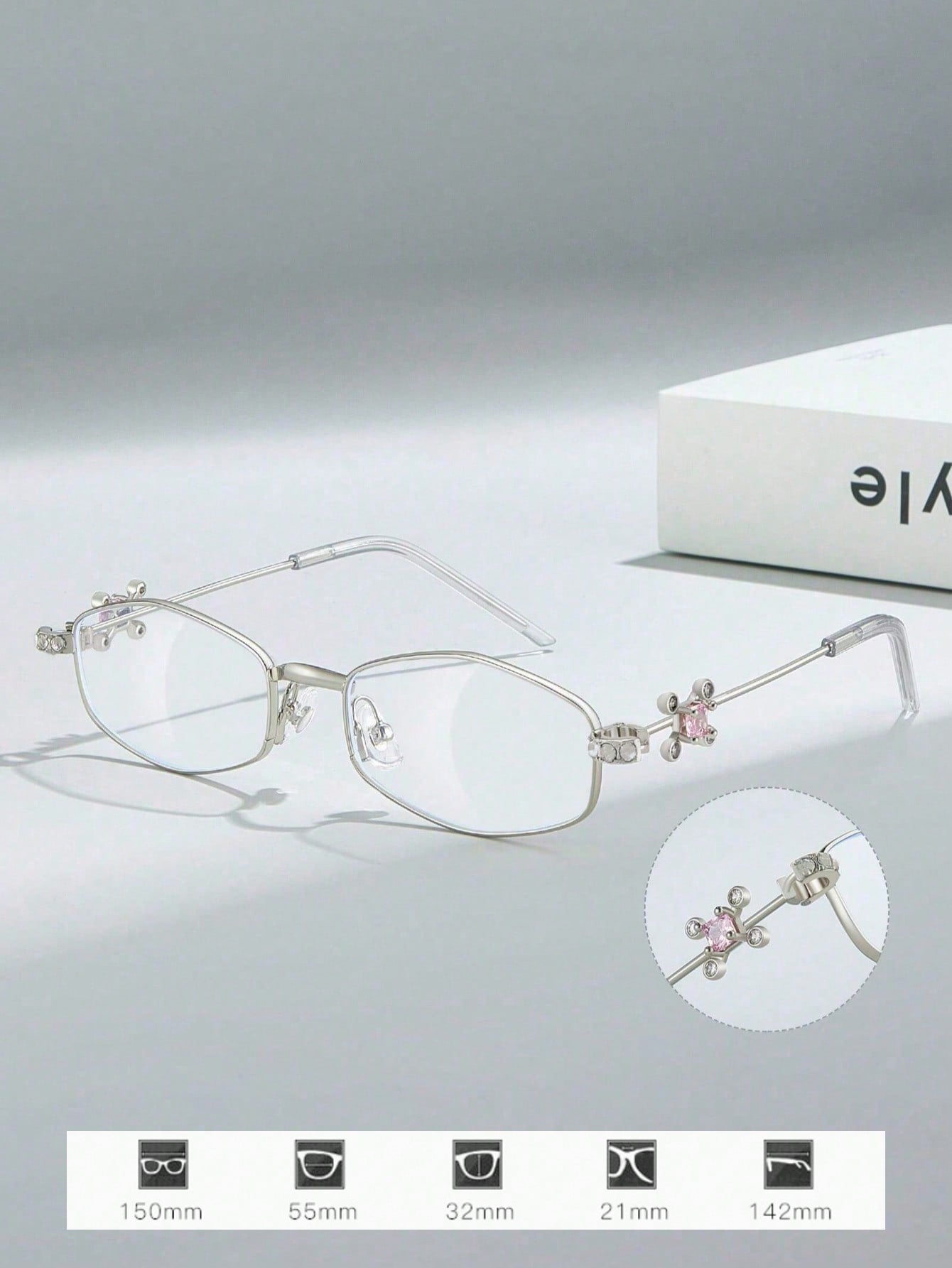Small Square Y2K Rhinestone Transparent Fashion Glasses