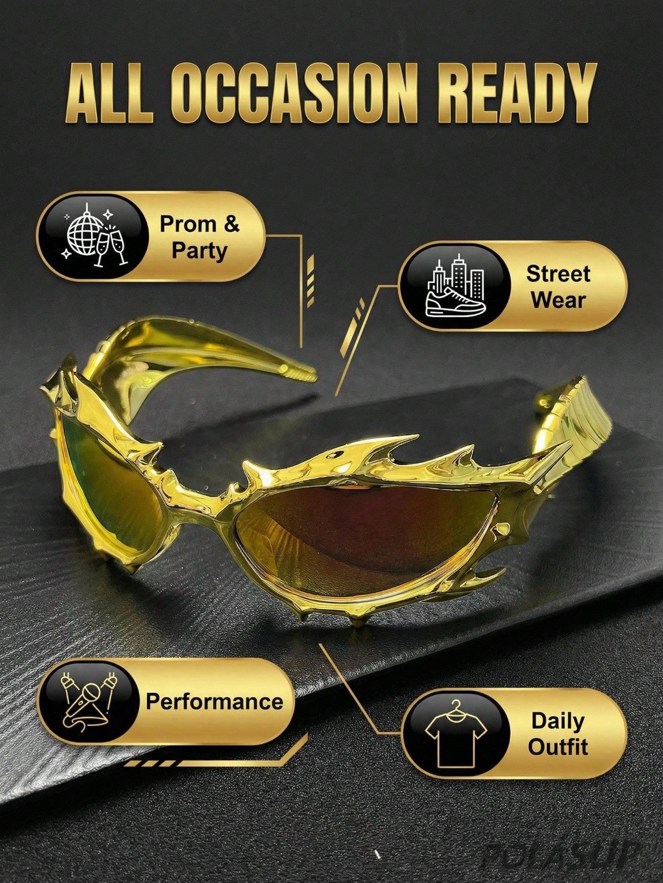 3D Dragon Totem Spiked Y2K Cyberpunk Cycling Glasses