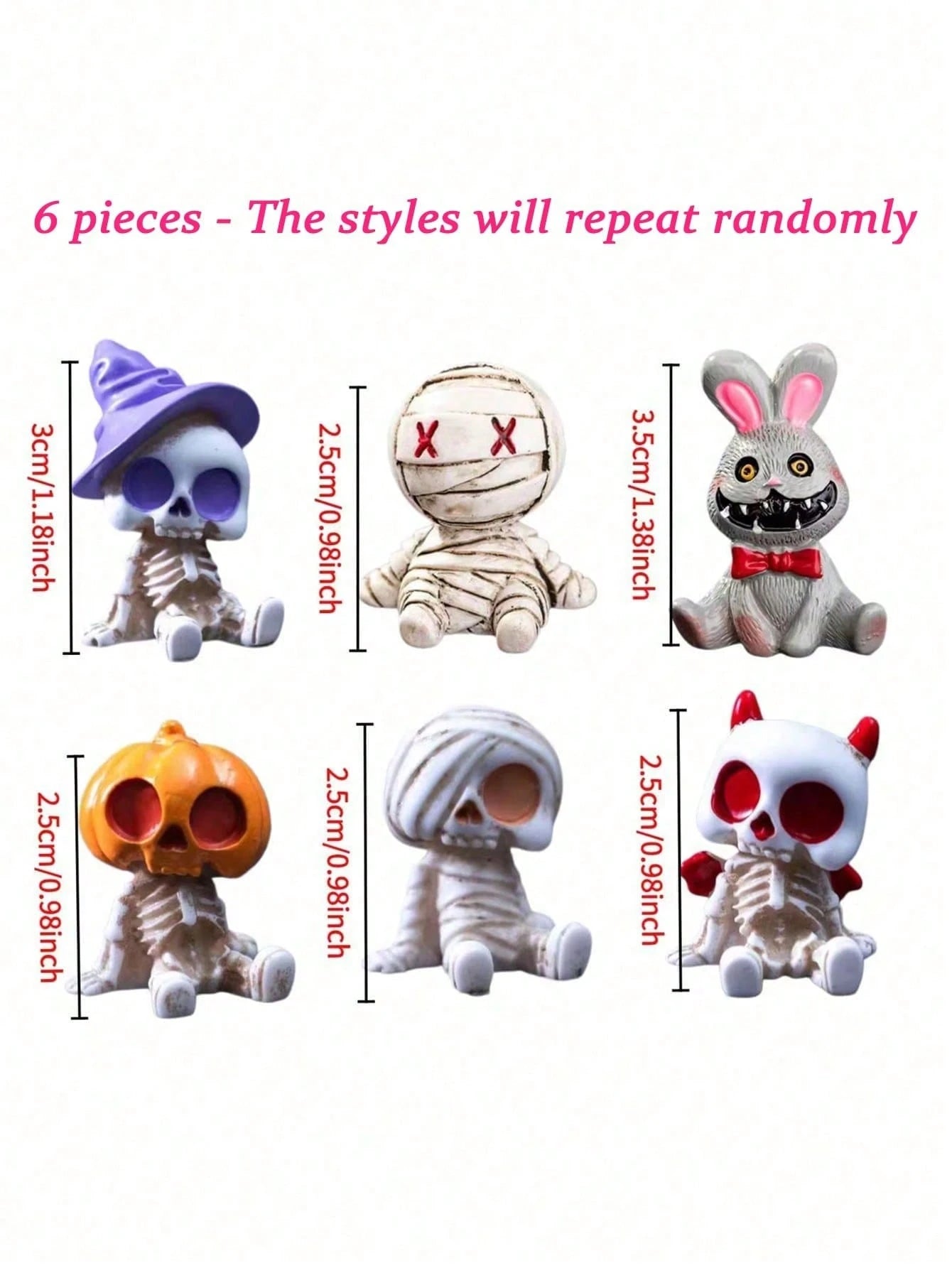Halloween Mini Skull Mummy Resin Ornament