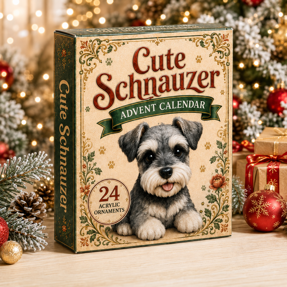 Cute Schnauzer Advent Calendar 2026 - 24-Day Festive Countdown, Acrylic Charms Blind Box - Gift For Schnauzer Lovers