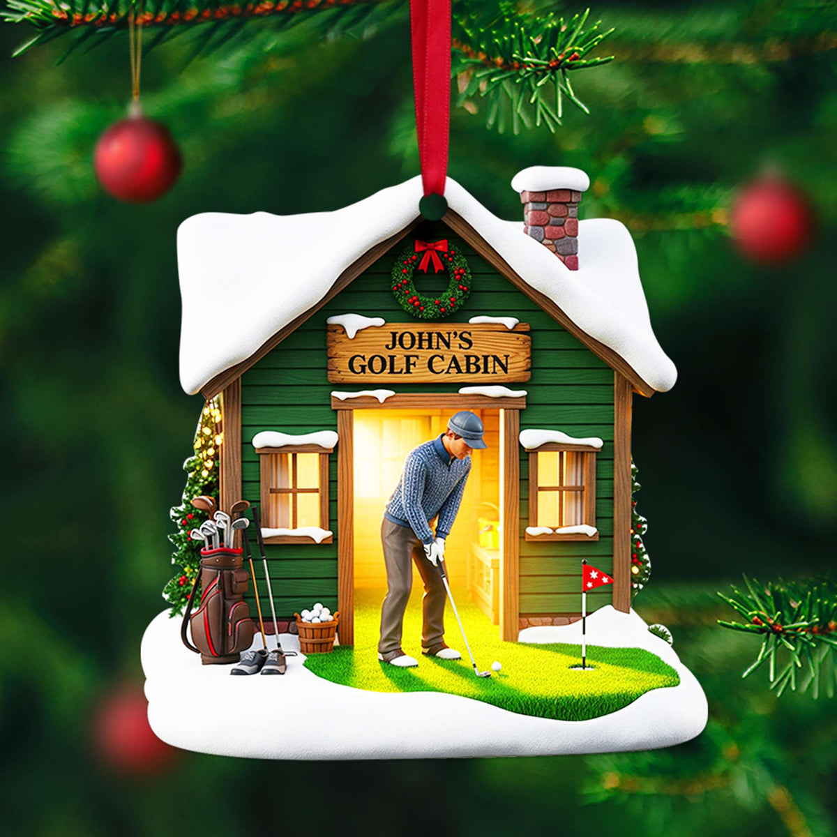 Golf Cabin Christmas Ornament - Personalized Gifts For Golfers 05OHLU140825