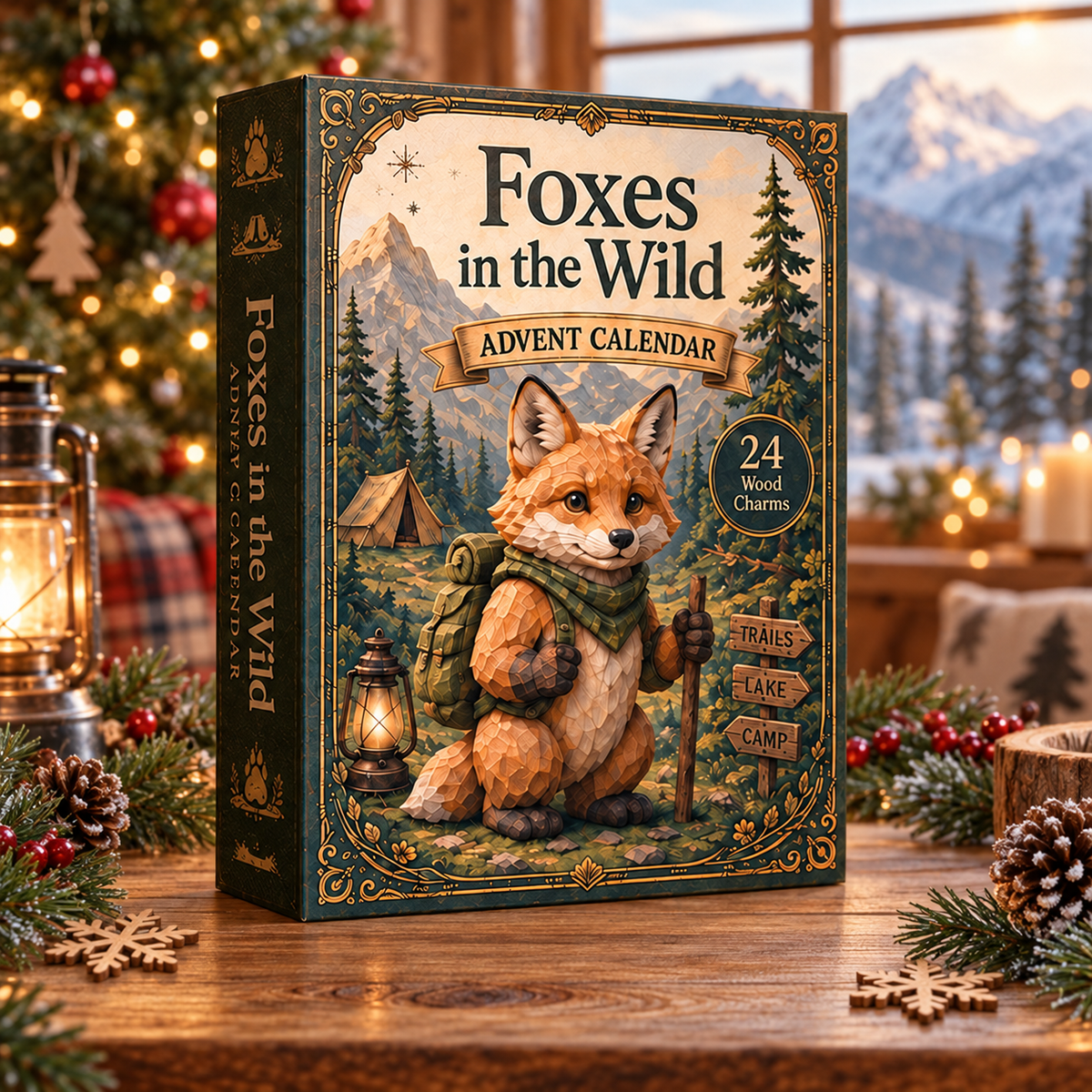 Wild Fox Adventure Advent Calendar 2026 - 24-Day Festive Countdown, Wooden Charms Blind Box - Gift For Fox Lovers