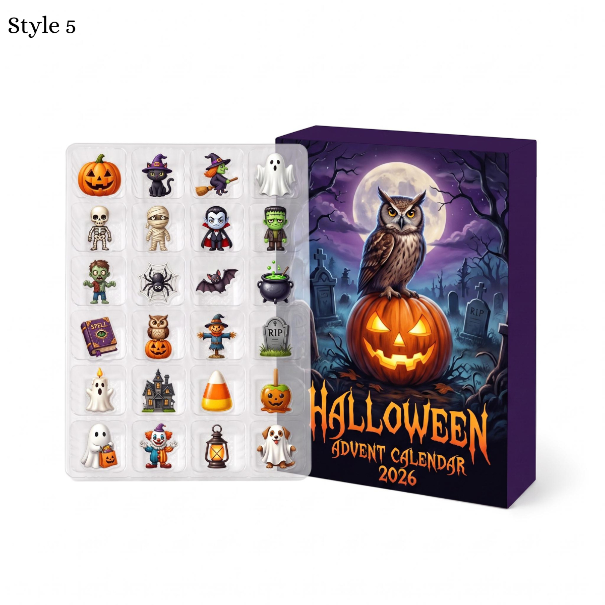 Halloween Advent Calendar 2026, 24-Day Blind Box with Spooky Charms Ornaments, Ghoulish Countdown Surprise Toys for Kids and Adults