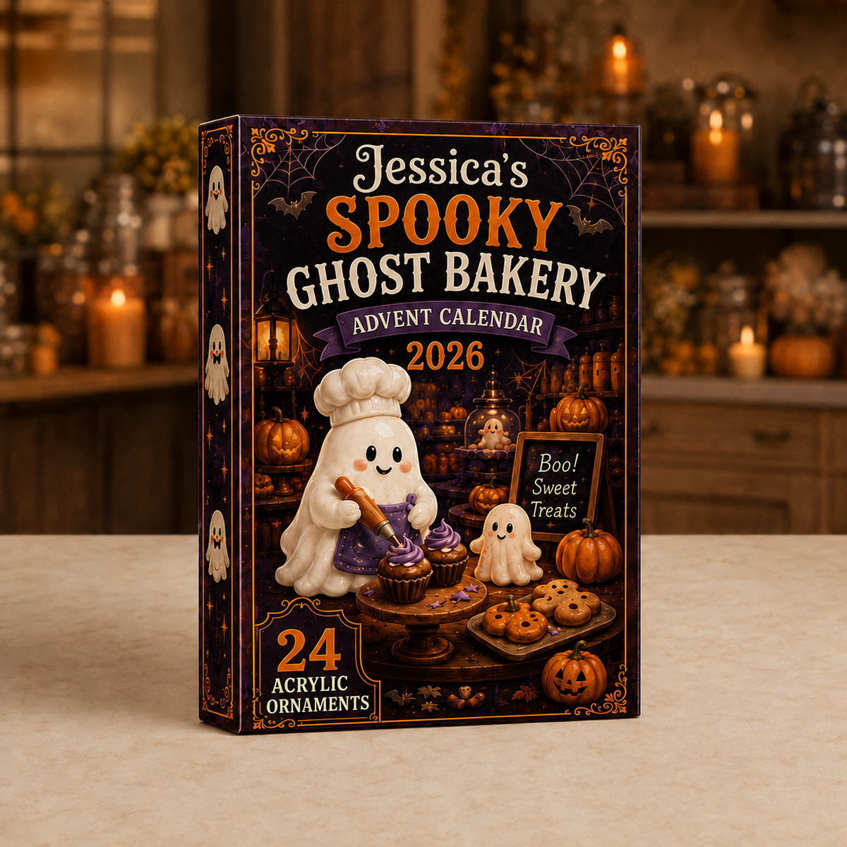 Spooky Ghost Bakery Advent Calendar 2026 - 24-Day Festive Countdown, Acrylic Charms Blind Box - Gift For Family & Friends