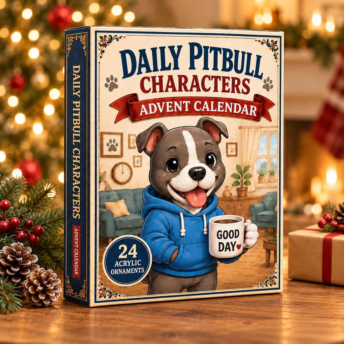Daily Pitbull Characters Advent Calendar 2026 - 24-Day Festive Countdown, Acrylic Charms Blind Box - Gift For Pitbull Lovers