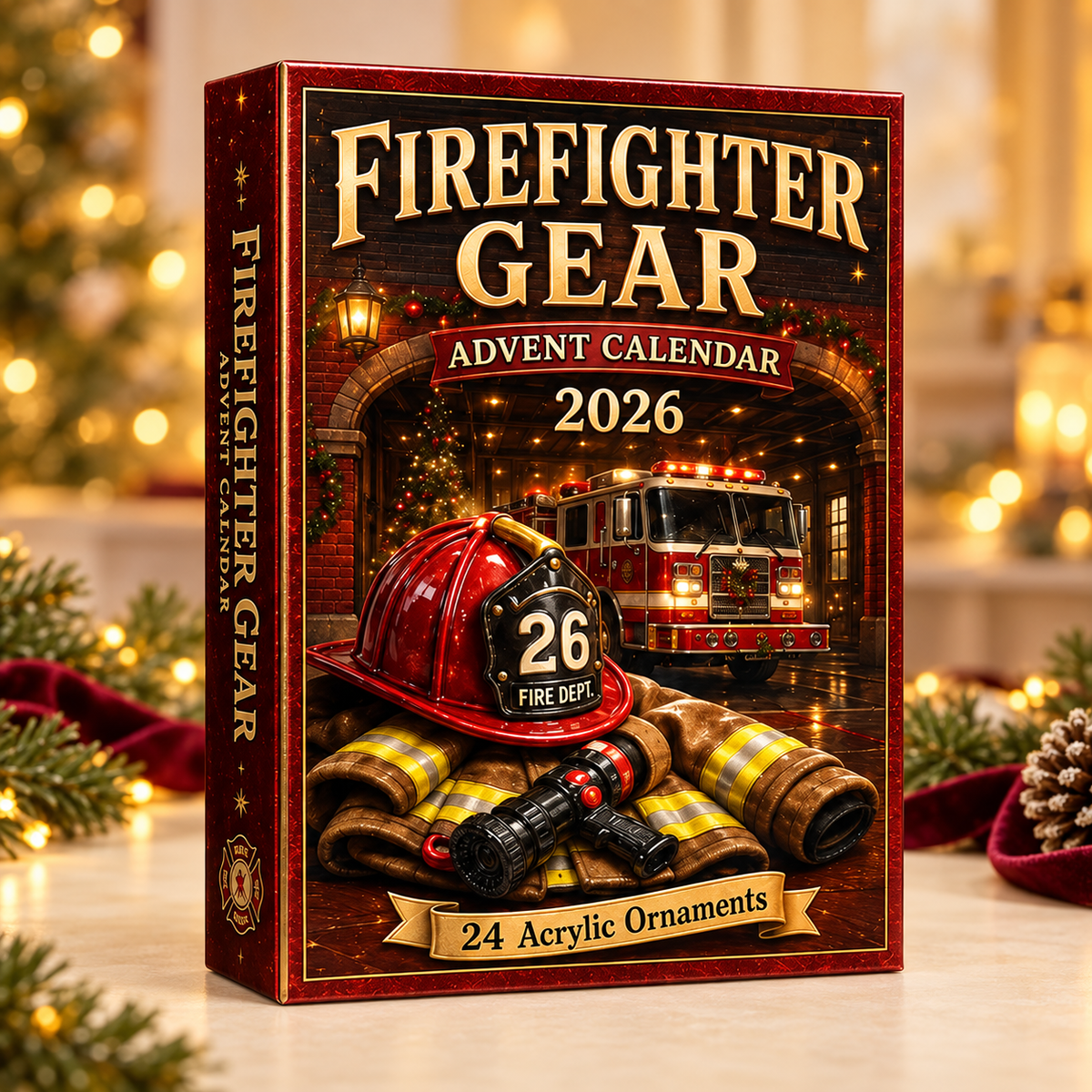 Firefighter Gear Advent Calendar 2026 - 24-Day Festive Countdown, Acrylic Charms Blind Box - Gift For Firefighters
