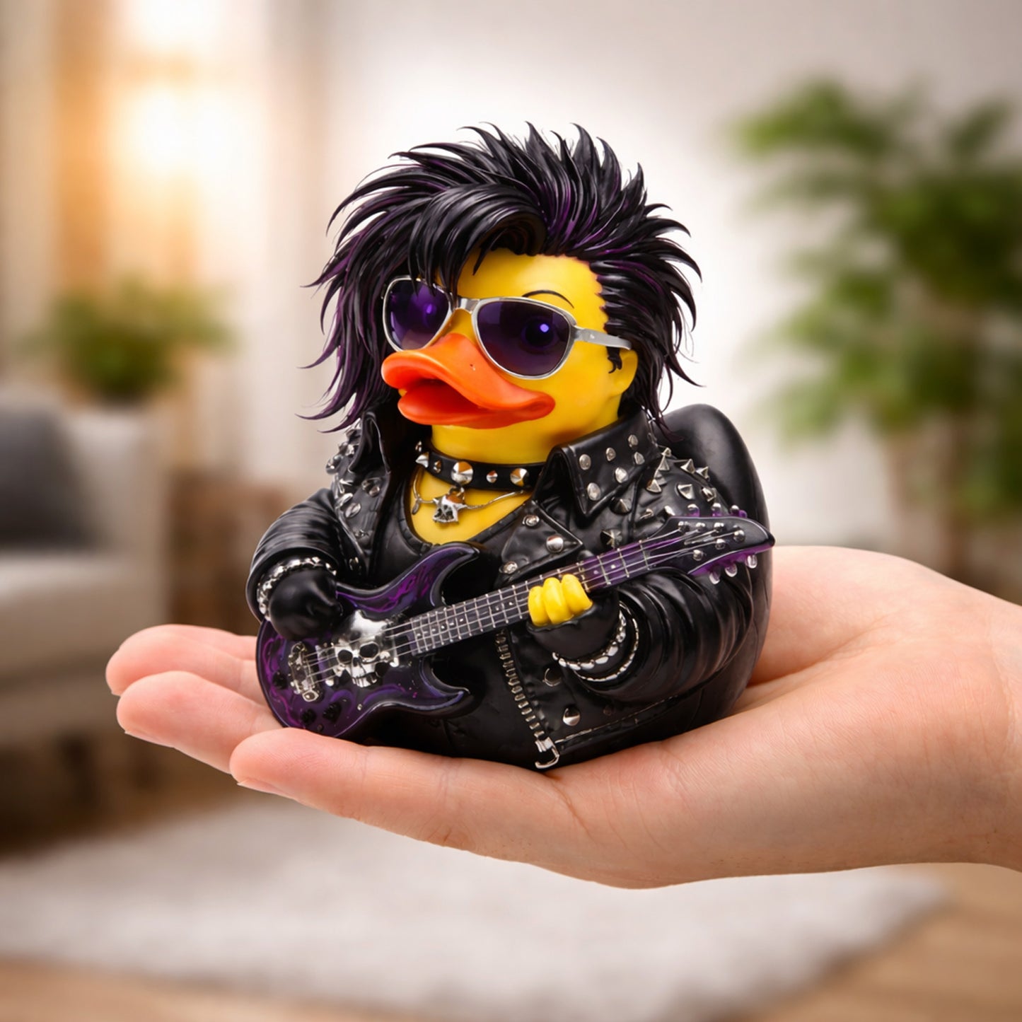 Heavy Metal Rockstar Rubber Duck Figurine