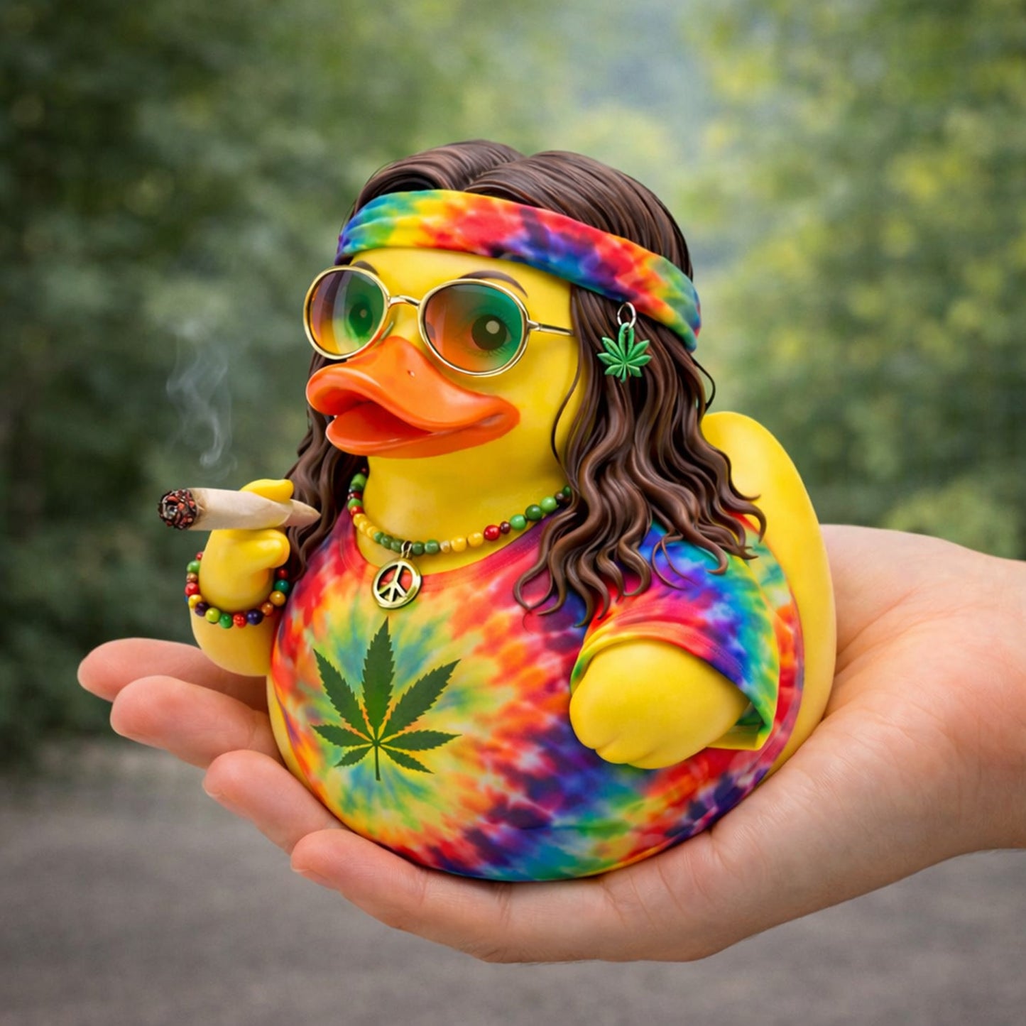 Hippie Tie-Dye Peace 420 Day Rubber Duck Collectible