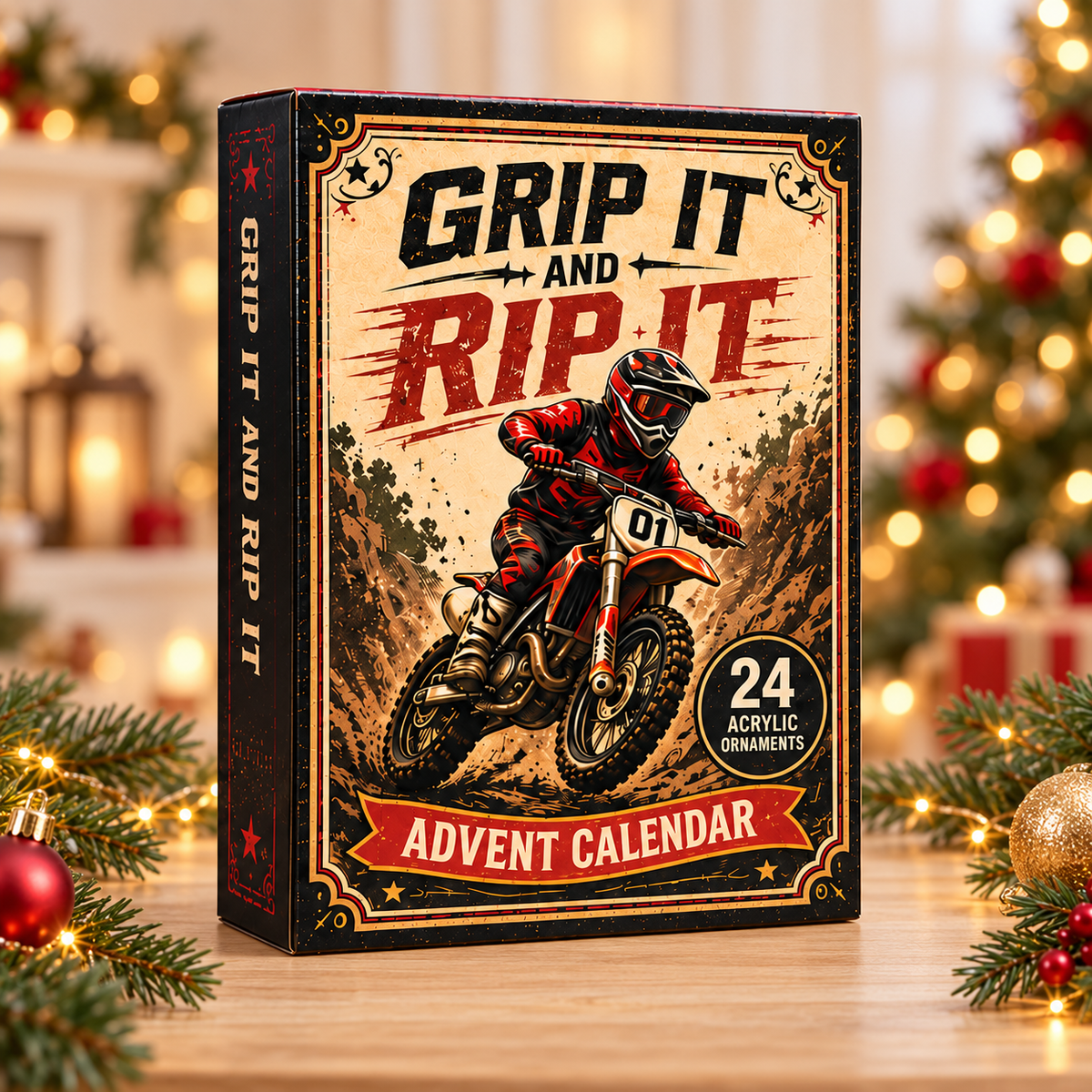 Motocross Action Advent Calendar 2026 - 24-Day Festive Countdown, Acrylic Charms Blind Box - Gift For Motor Lovers