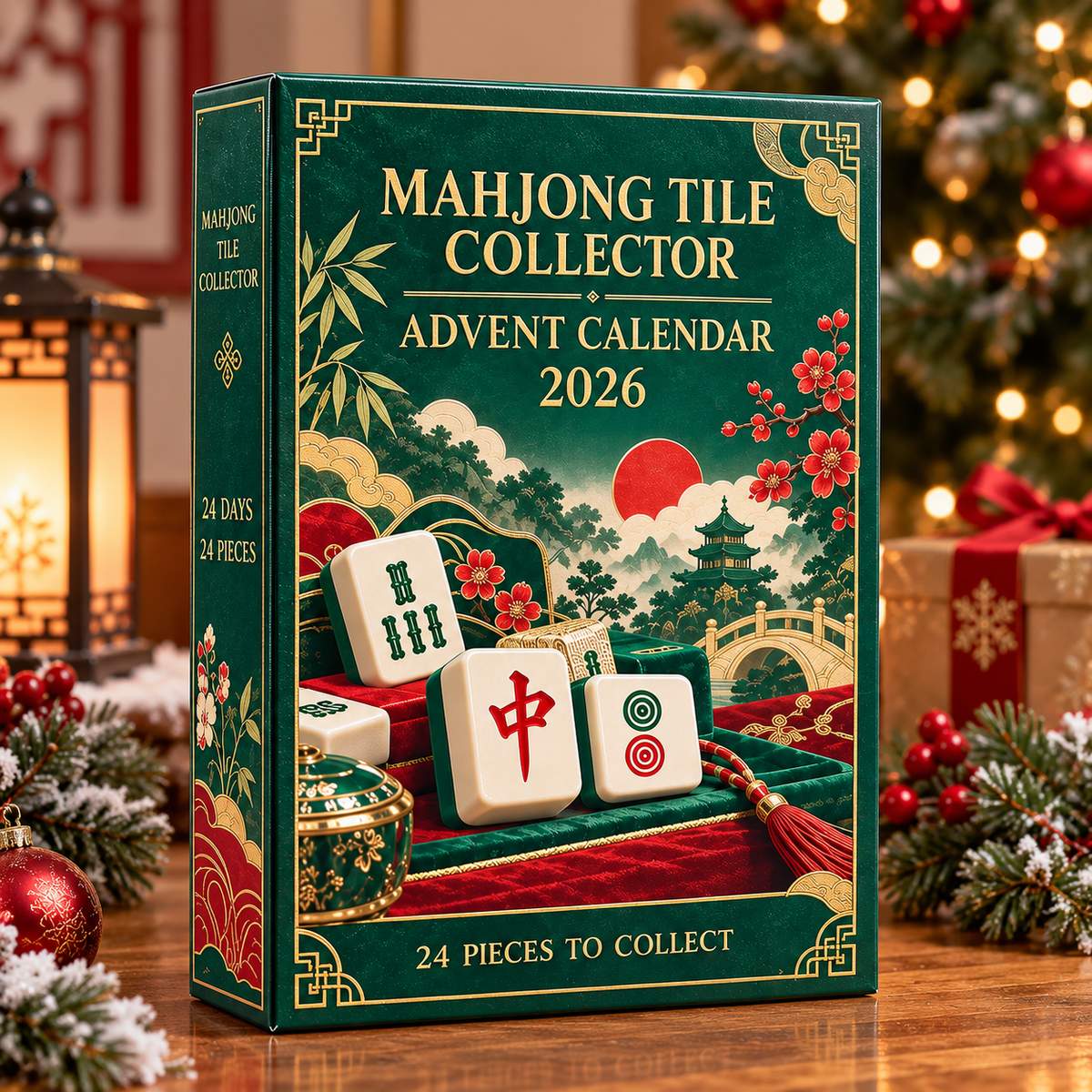 Mahjong Advent Calendar 2026, 24 Mini Acrylic Tile Charms, Mahjong Lover Christmas Countdown Gift, Holiday Hanging Ornament Set