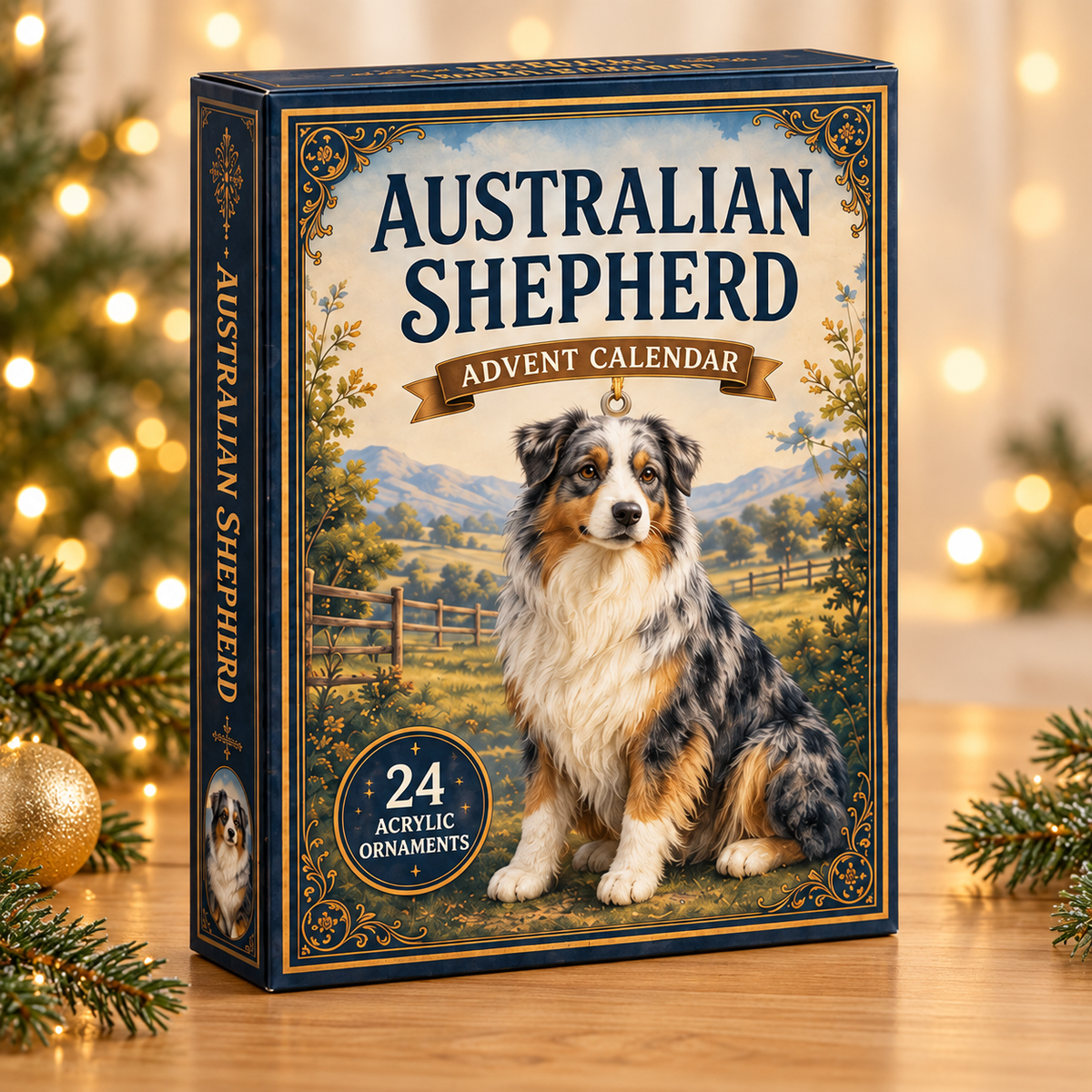 Classic Australian Shepherd Advent Calendar 2026 - 24-Day Festive Countdown, Acrylic Charms Blind Box - Gift For Dog Lovers