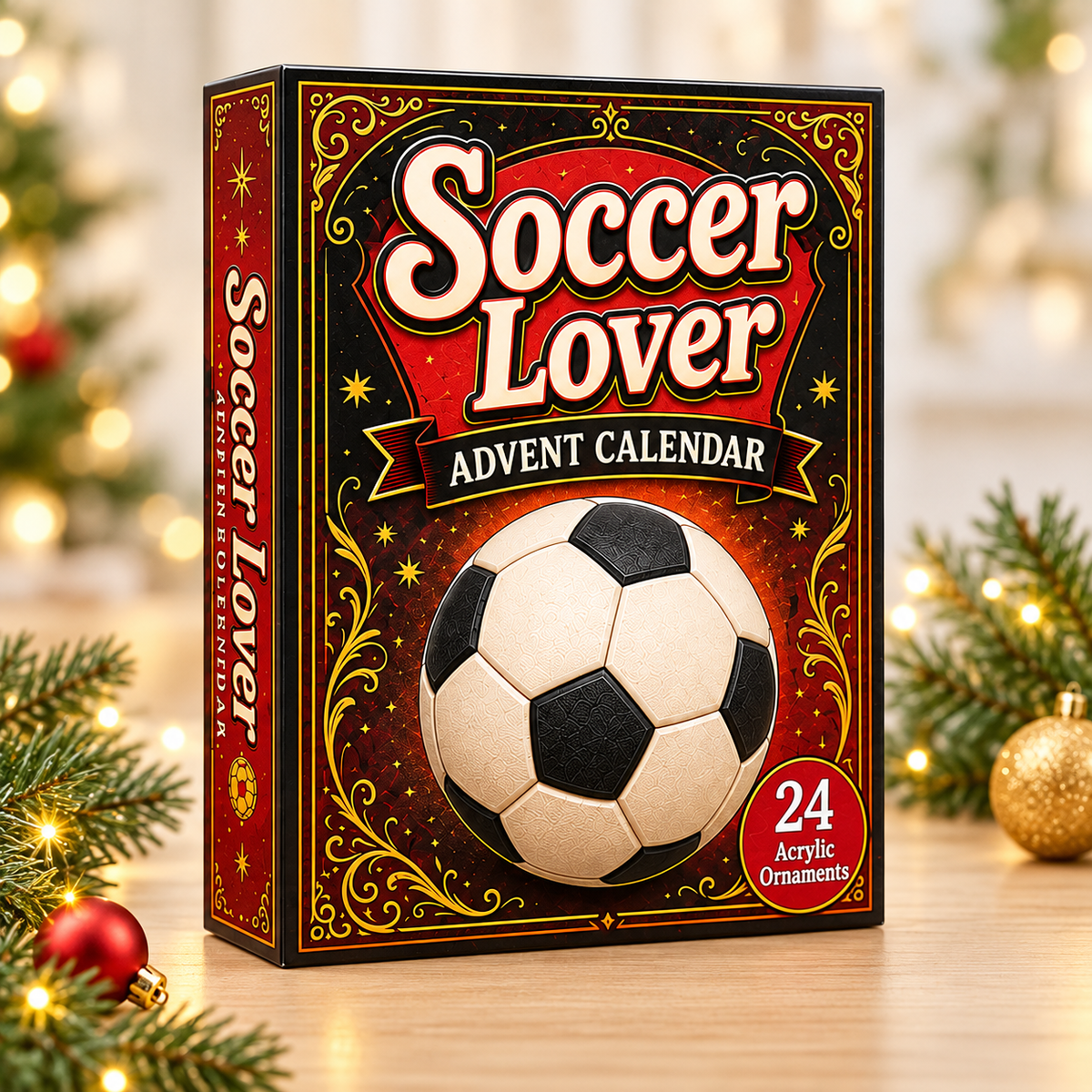 Soccer Theme Red Advent Calendar 2026 - 24-Day Festive Countdown, Acrylic Charms Blind Box - Gift For Soccer Lovers