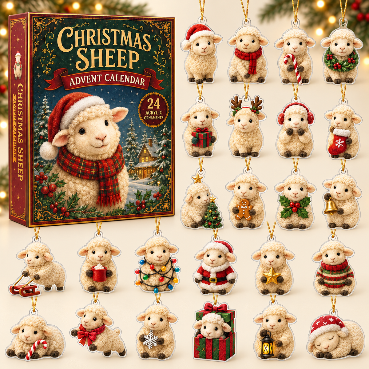 Christmas Sheep Holiday Advent Calendar 2026 - 24-Day Festive Countdown, Acrylic Charms Blind Box - Gift For Sheep Lovers