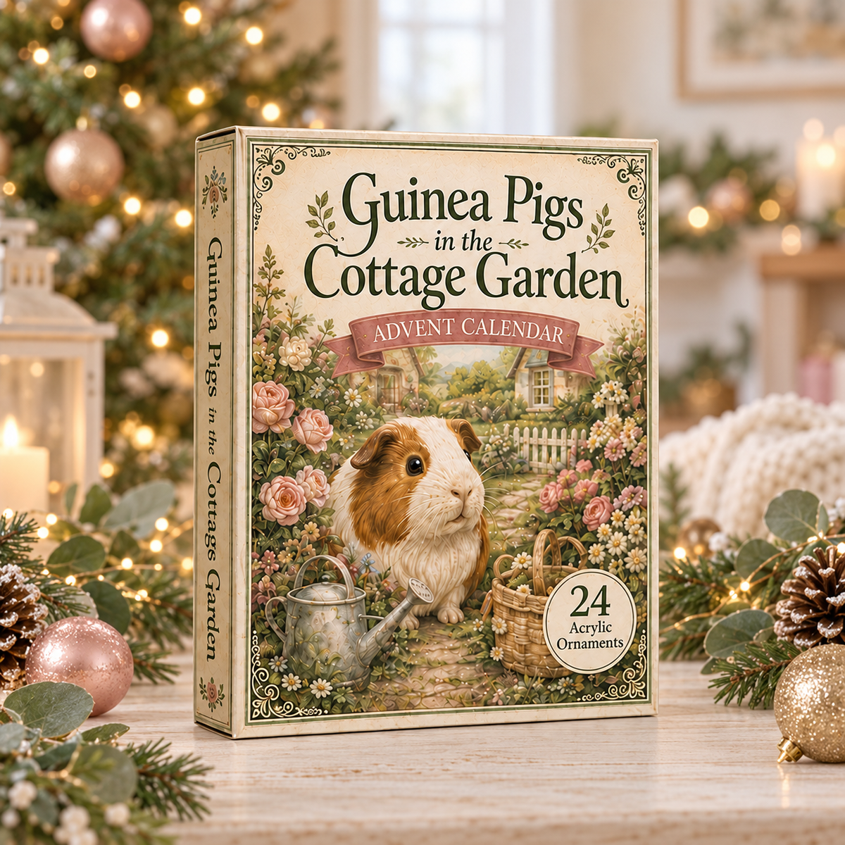 Cottage Guinea Pig Advent Calendar 2026 - 24-Day Festive Countdown, Acrylic Charms Blind Box - Gift For Guinea Pig Lovers