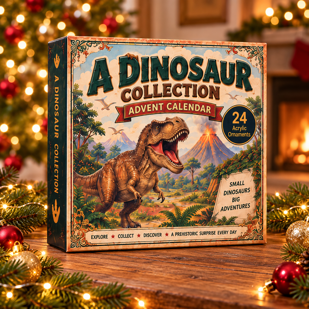 A Dinosaur Collection Advent Calendar 2026 - 24-Day Festive Countdown, Acrylic Charms Blind Box - Gift For Dinosaurs Lovers