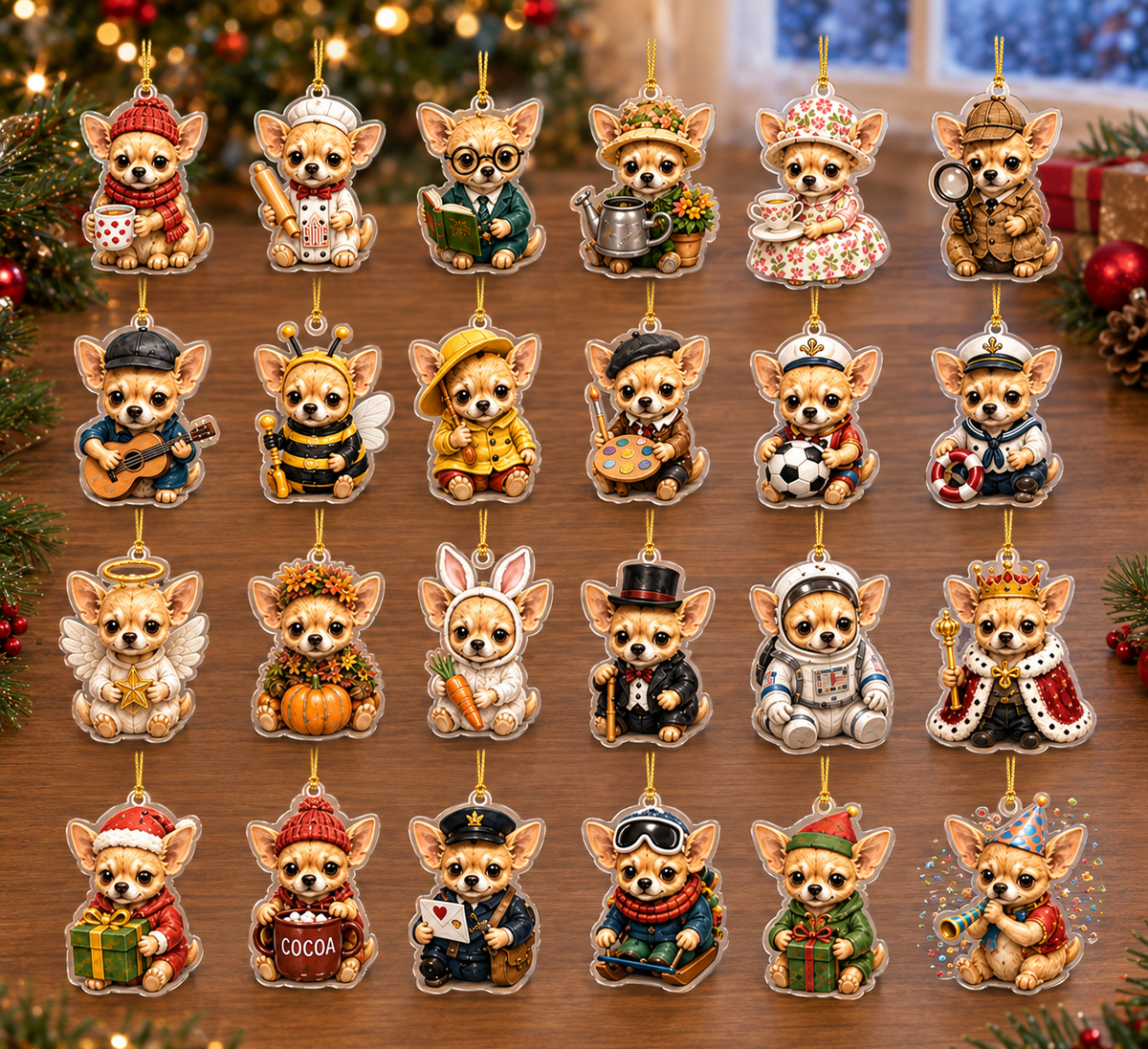 Chihuahua Jobs Advent Calendar - 24 Days of Acrylic Ornament