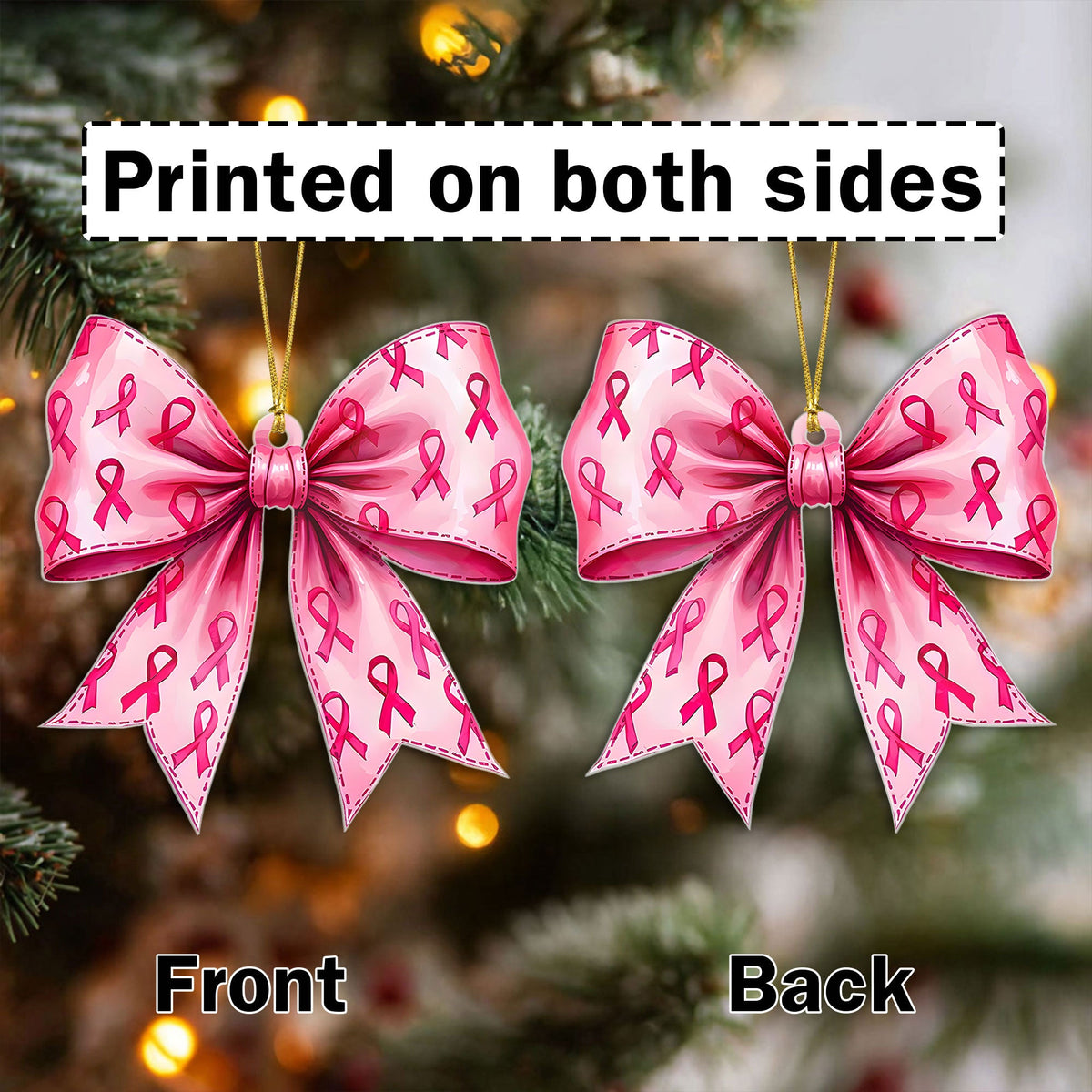 Bow Breast Cancer Acrylic Ornament UKND6090910