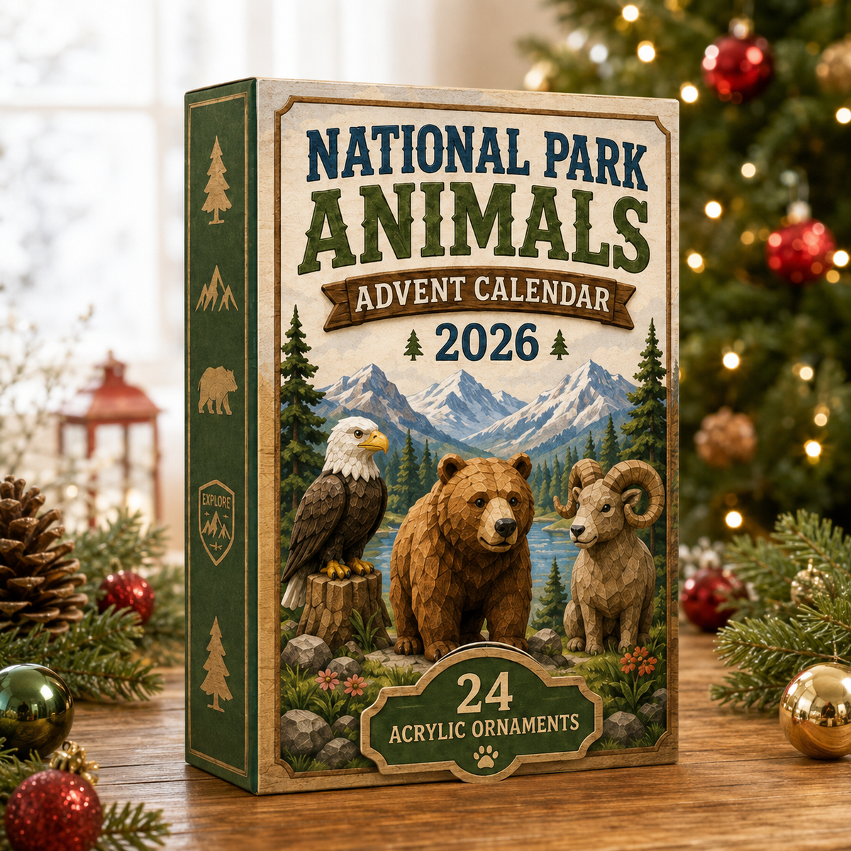 National Park Adorable Animals Advent Calendar 2026 - 24-Day Festive Countdown, Acrylic Charms Blind Box - Gift For Family & Friends
