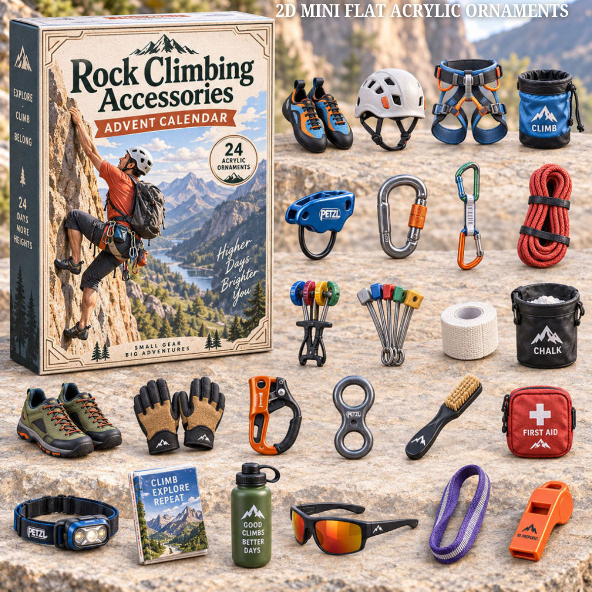 Rock Climbing Accessories Advent Calendar 2026 - 24-Day Festive Countdown, Acrylic Charms Blind Box - Gift For Climbing Lovers