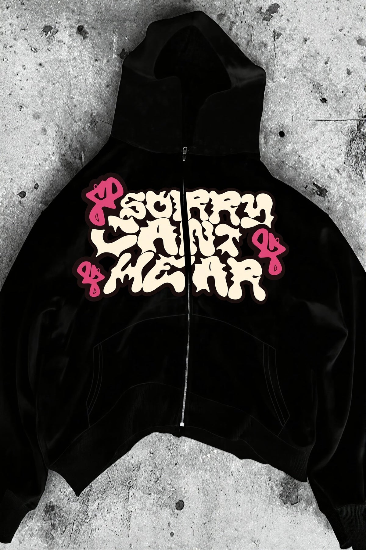 Graffiti Graphic Oversized Zip Hoodie