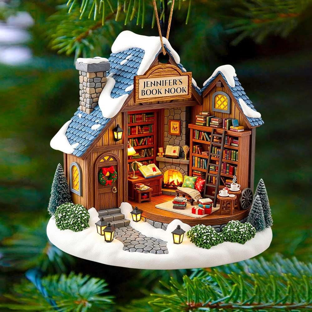 Book Nook Christmas Ornament Personalized Gifts For Book Lovers 01PGDT080825