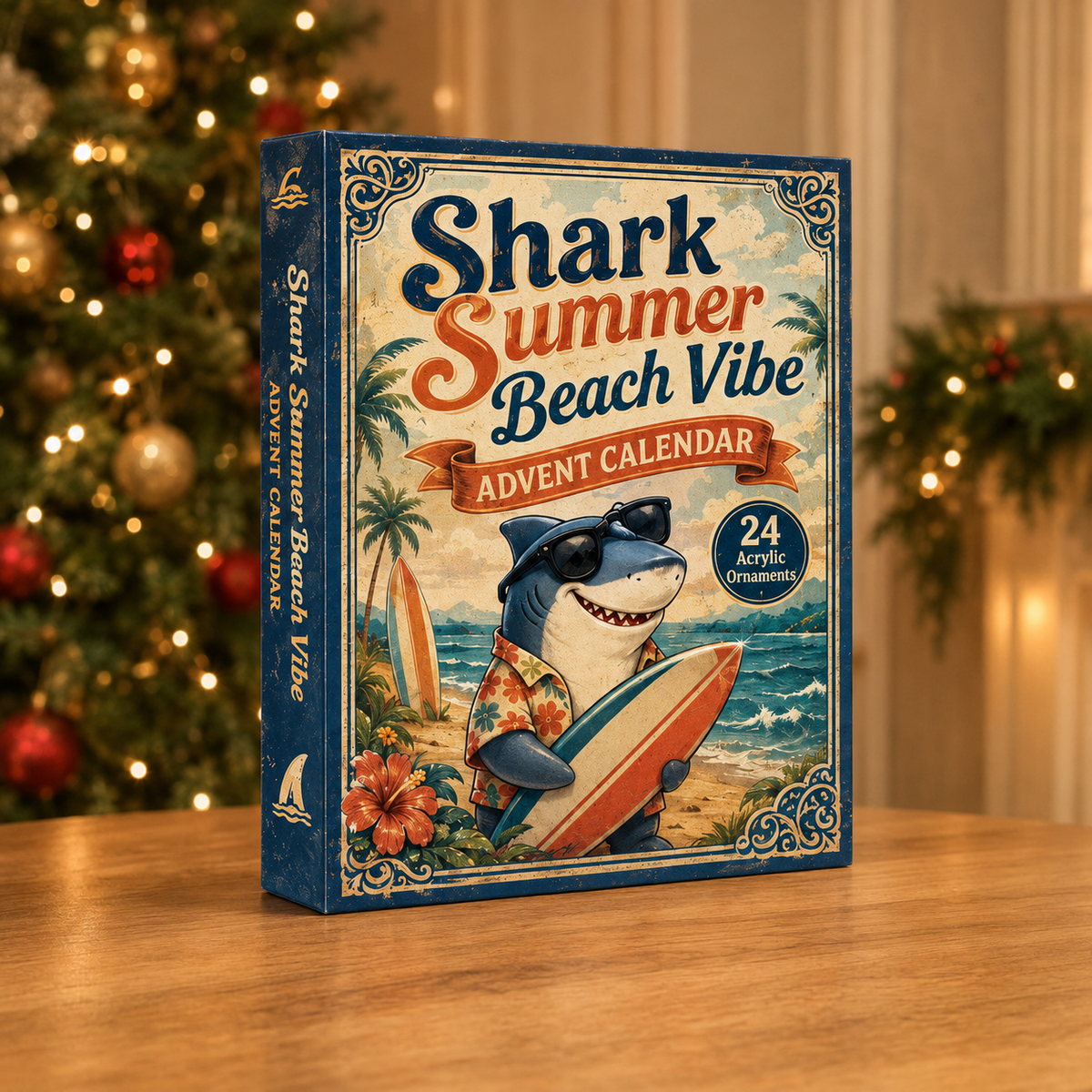 Shark Summer Beach Advent Calendar 2026 - 24-Day Festive Countdown, Acrylic Charms Blind Box - Gift For Shark Lovers