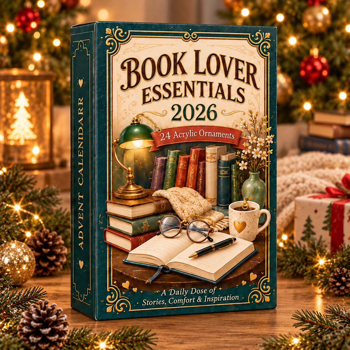 Book Lover Essentials Advent Calendar 2026 - 24-Day Festive Countdown, Acrylic Charms Blind Box - Gift For Reading Lovers