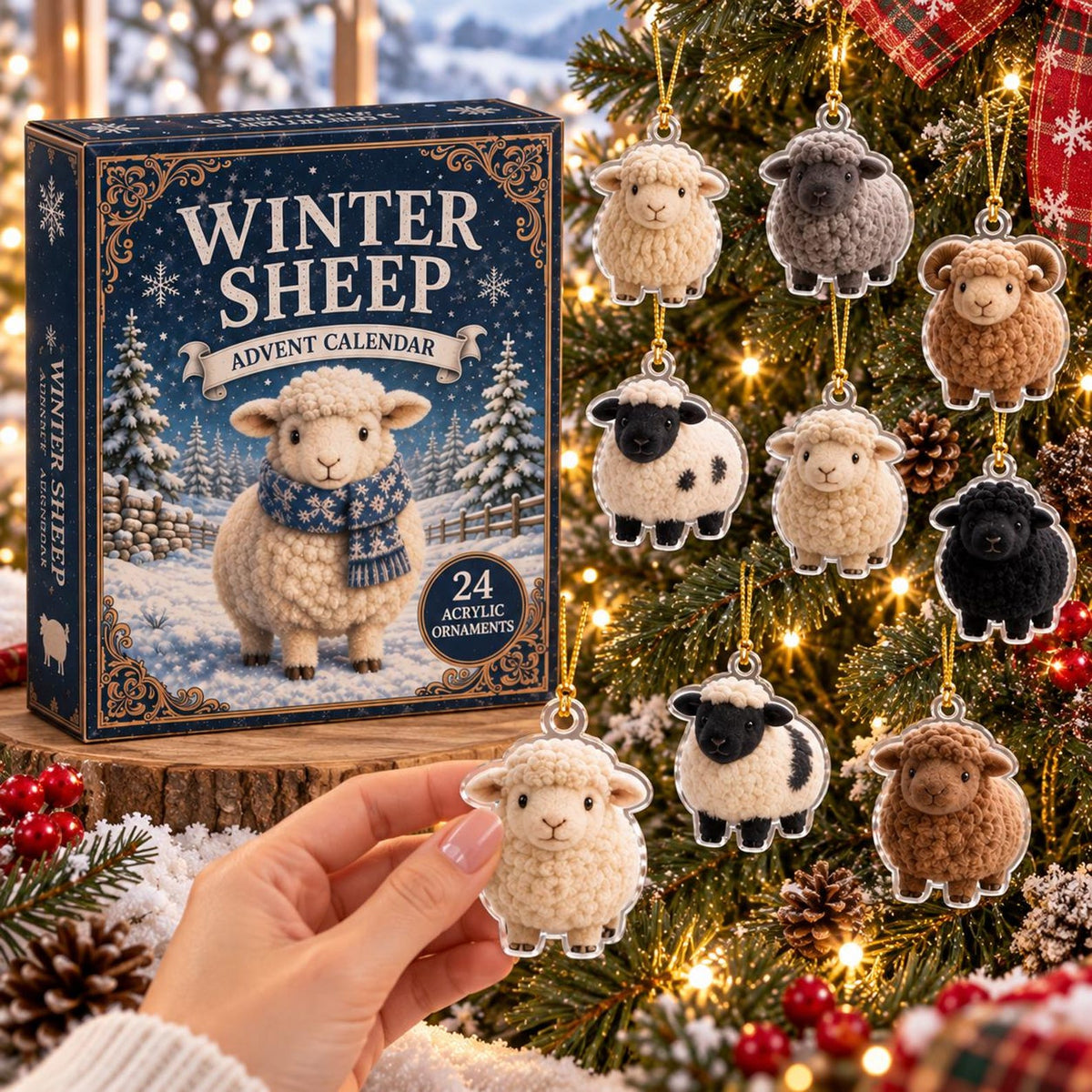 Sheep Advent Calendar 2026, Christmas 24 Days Advent Calendar, Acrylic Sheep Ornaments, Sheep Lover Gift, Farm Animal Gift, Christmas Decor