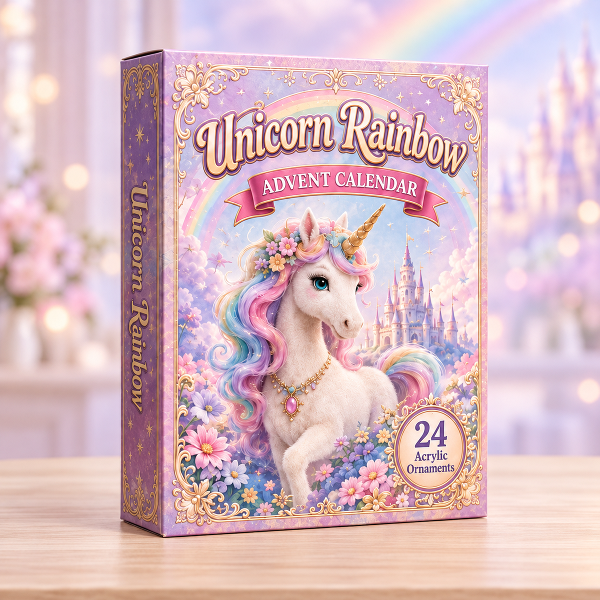 Unicorn Rainbow Advent Calendar 2026 - 24-Day Festive Countdown, Acrylic Charms Blind Box - Gift For Fantasy Lovers
