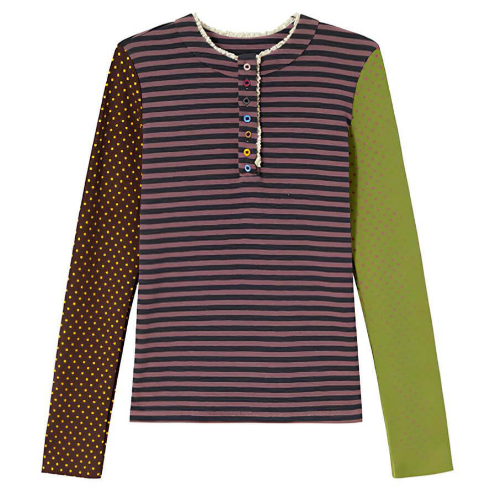 90s Kids Striped Polka Dot Long Sleeve Top