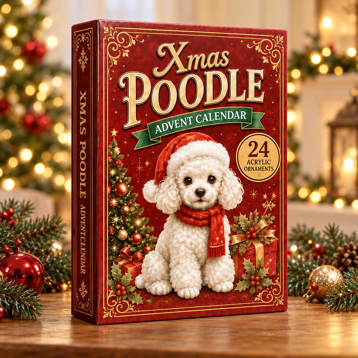 Xmas Poodle Advent Calendar 2026 - 24-Day Festive Countdown, Acrylic Charms Blind Box - Gift For Poodle Lovers