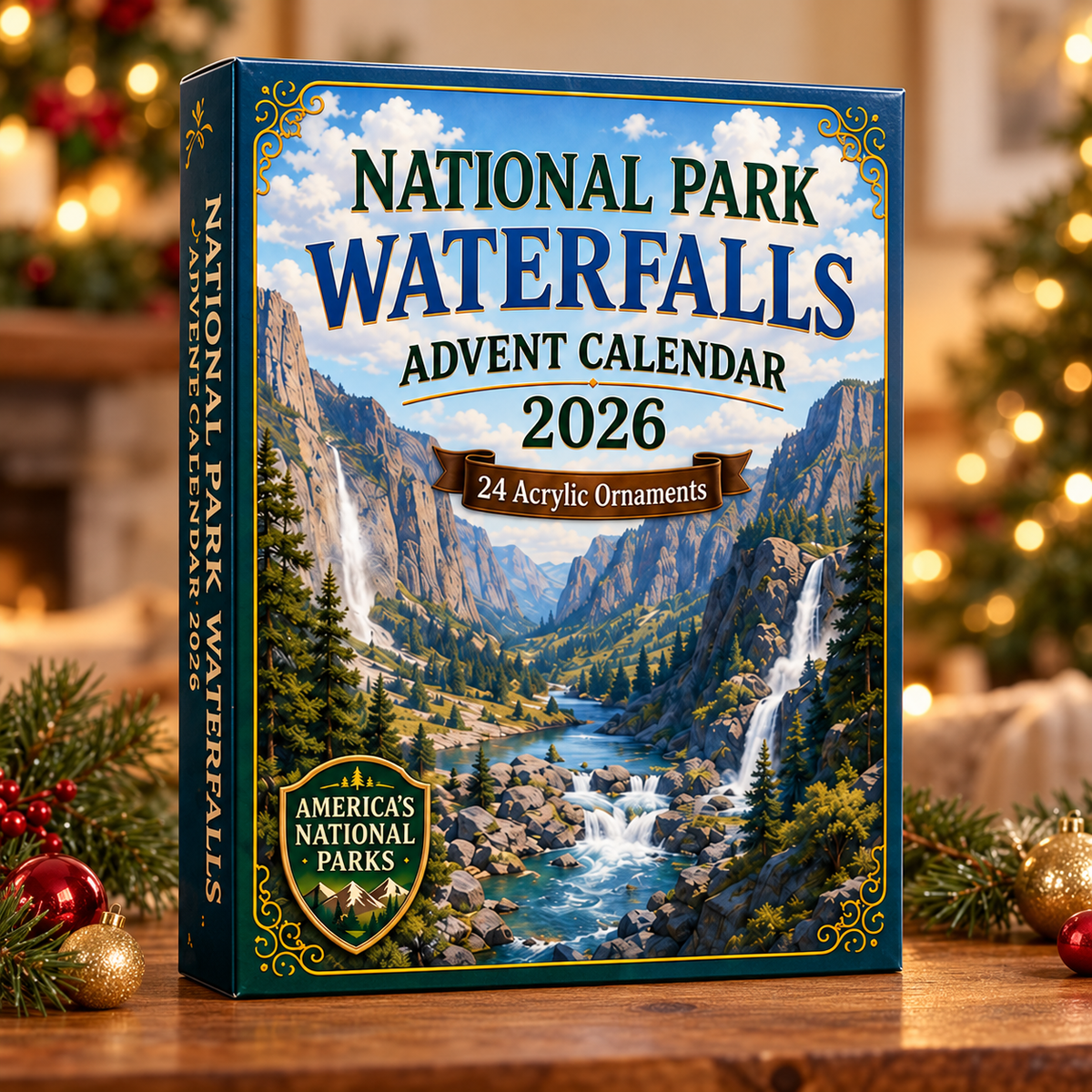 National Park Waterfalls Advent Calendar 2026 - 24-Day Festive Countdown, Acrylic Charms Blind Box - Gift For Family & Friends