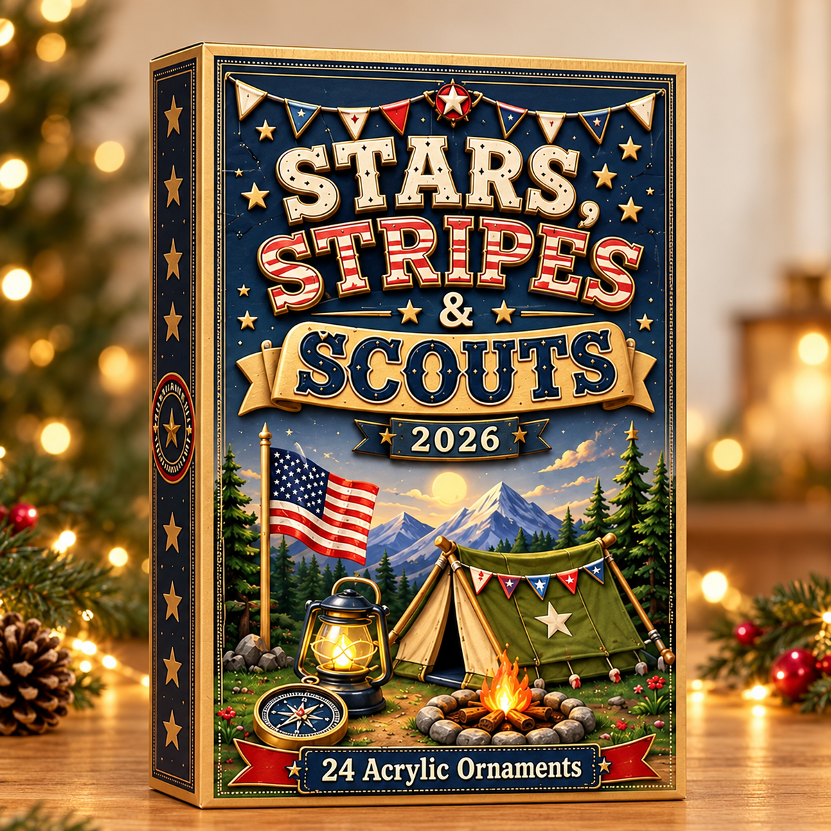 Stars Stripes & Scouts Advent Calendar 2026 - 24-Day Festive Countdown, Acrylic Charms Blind Box - Gift For Scouts, Family & Friends