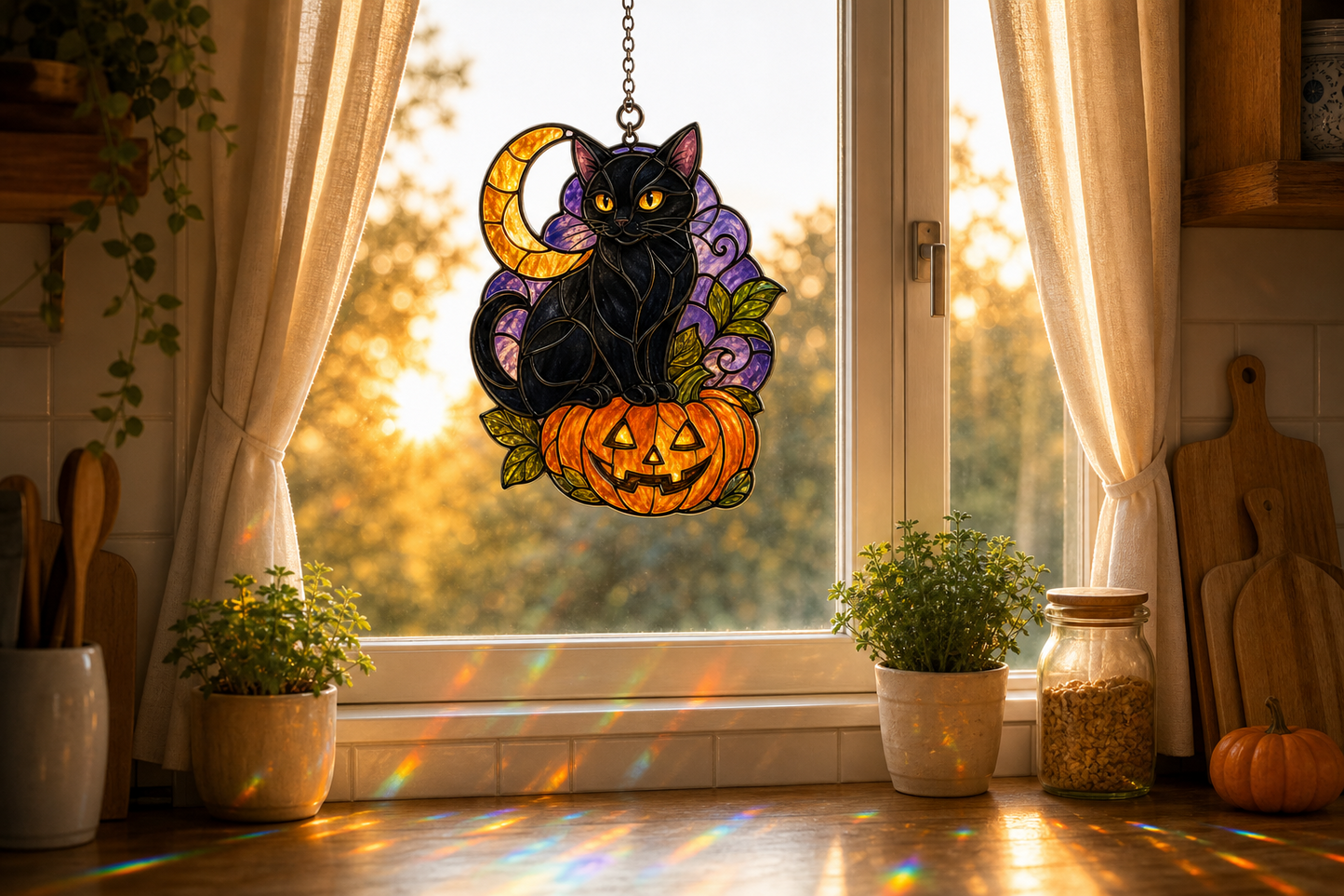 Halloween Acrylic Decor Black Cat Suncatcher