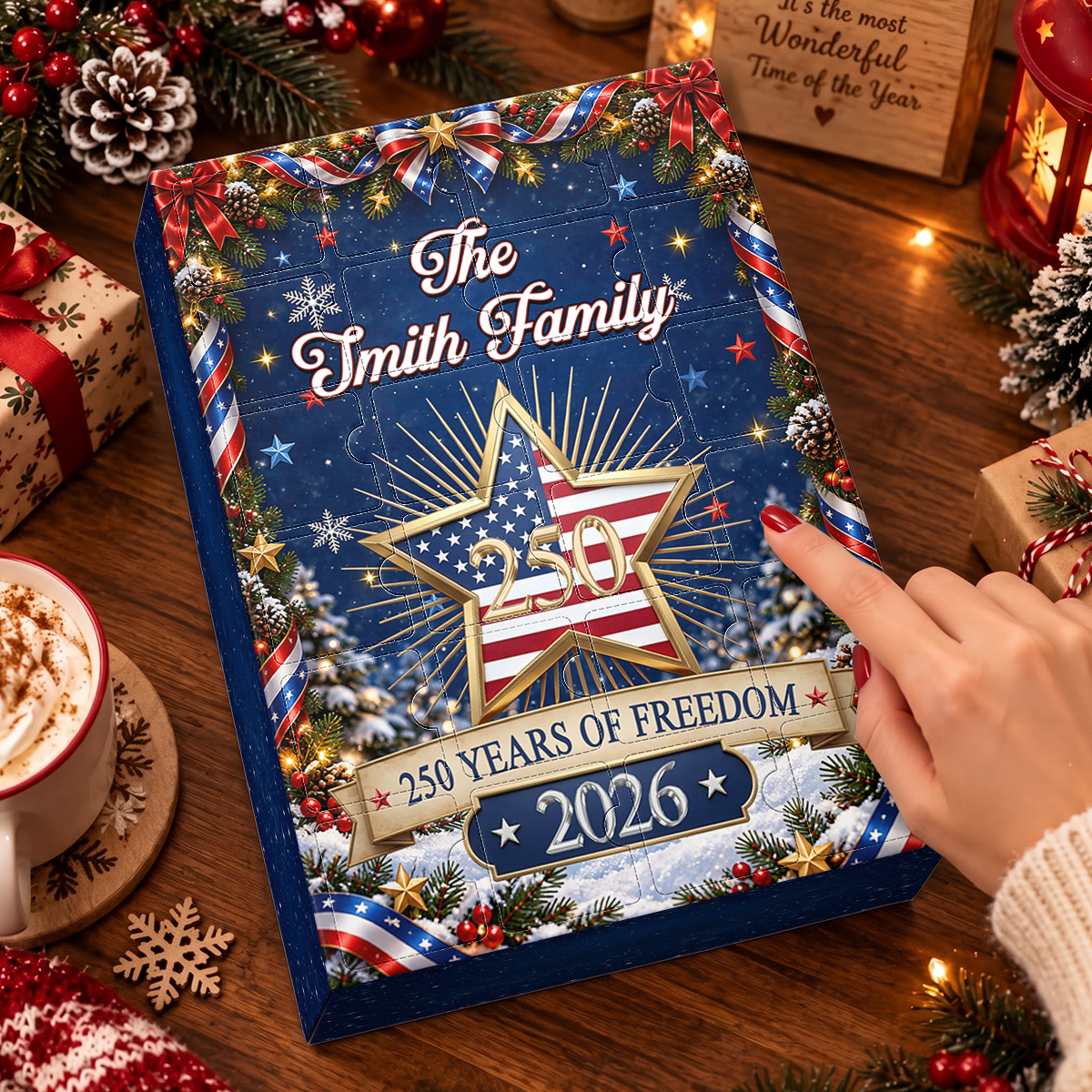 Christmas 250 Years Of Freedom Together Advent Calendar 2026 - 24 Day Spirits Countdown, Acrylic Charms Blind Box - Gift For Family