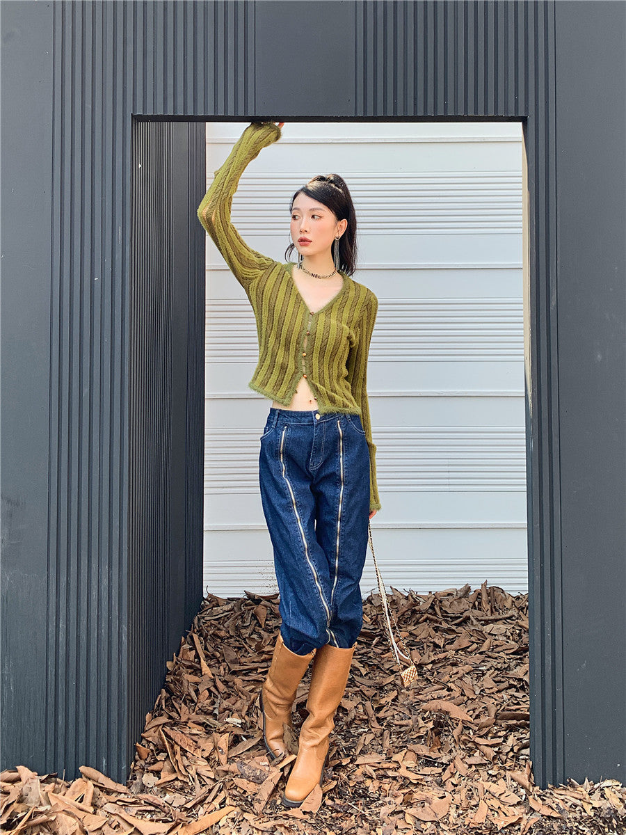 Y2K Olive Cardigan