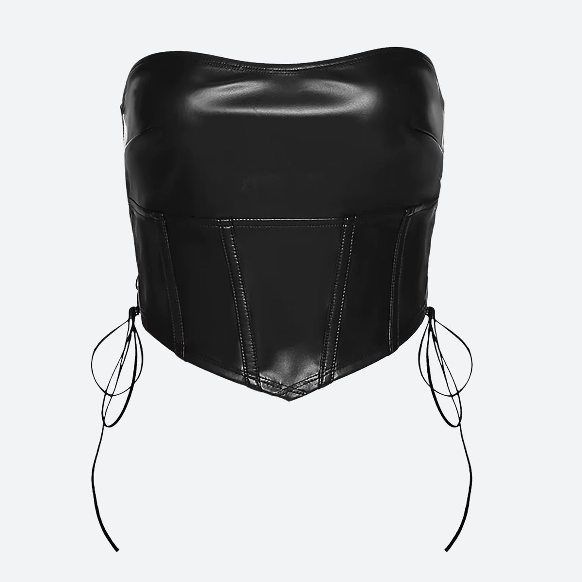 Y2K Strapless Faux Leather Crop Top