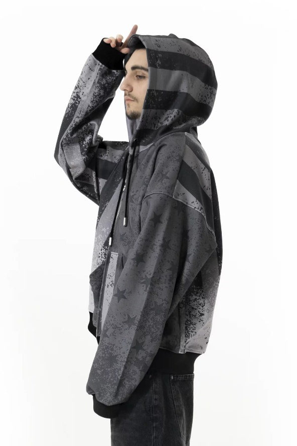 Flag Print Pullover Hoodie