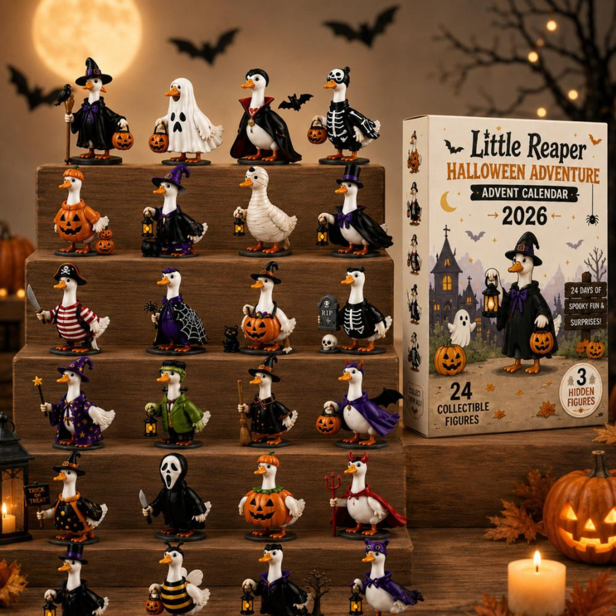 Halloween Advent Calendar, Little Reaper Duck Decor, 24 Costume Ducks, Acrylic Halloween Display, Spooky Home Decor, Halloween Gift, Mystery Box