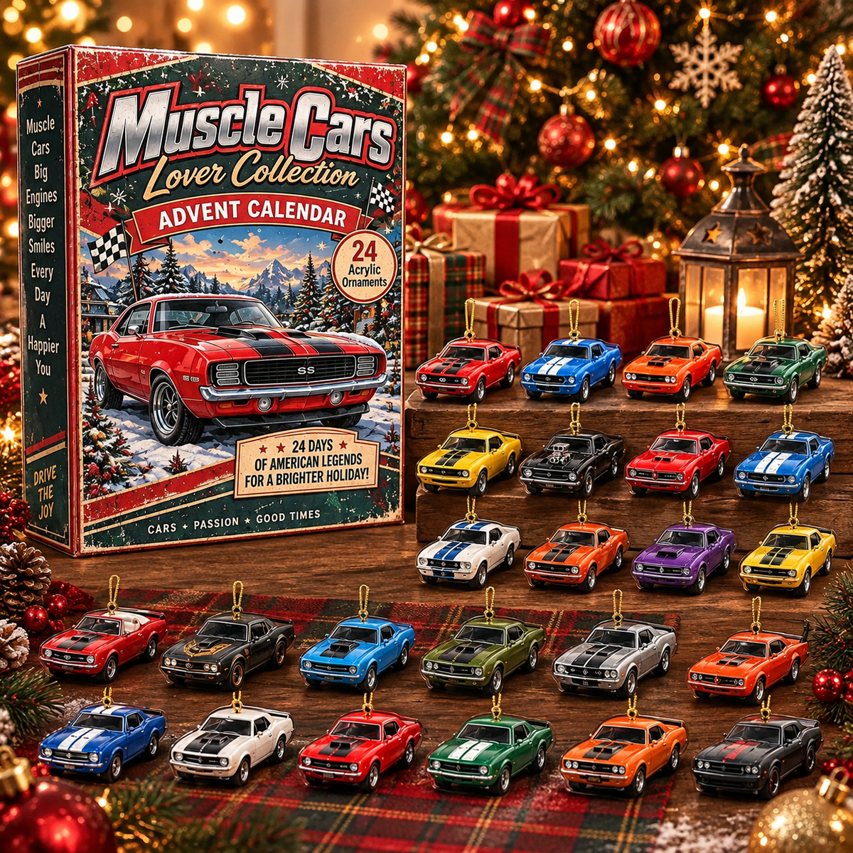 24 Days of Muscle Cars - 2026 Advent Calendar of 24 Acrylic Ornament