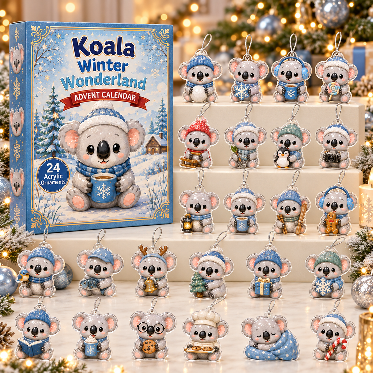 Koala Winter Wonderland Advent Calendar 2026 - 24-Day Festive Countdown, Acrylic Charms Blind Box - Gift For Koala Lovers